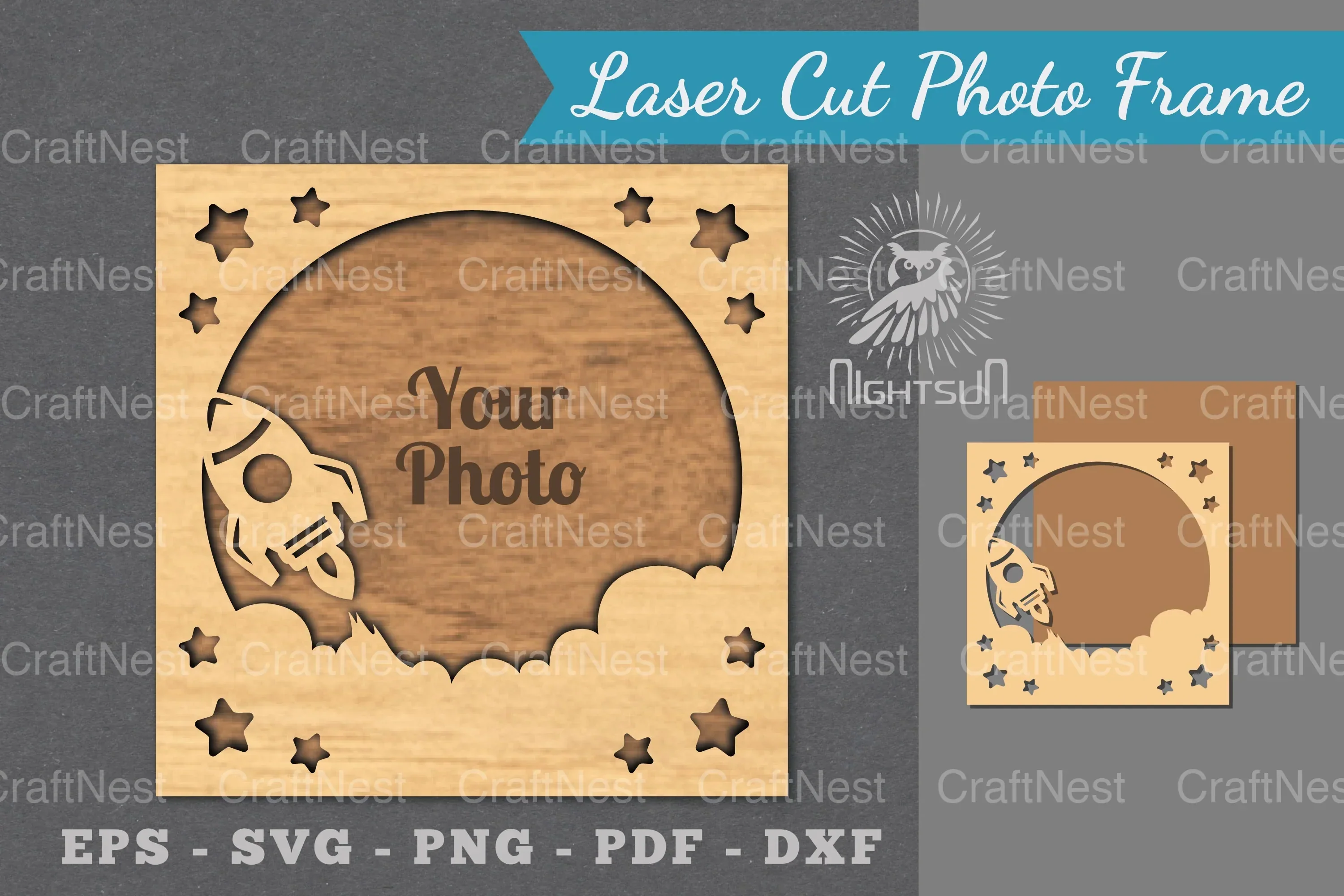 Outer Space Laser Cut Photo Frame Clipart Bundle