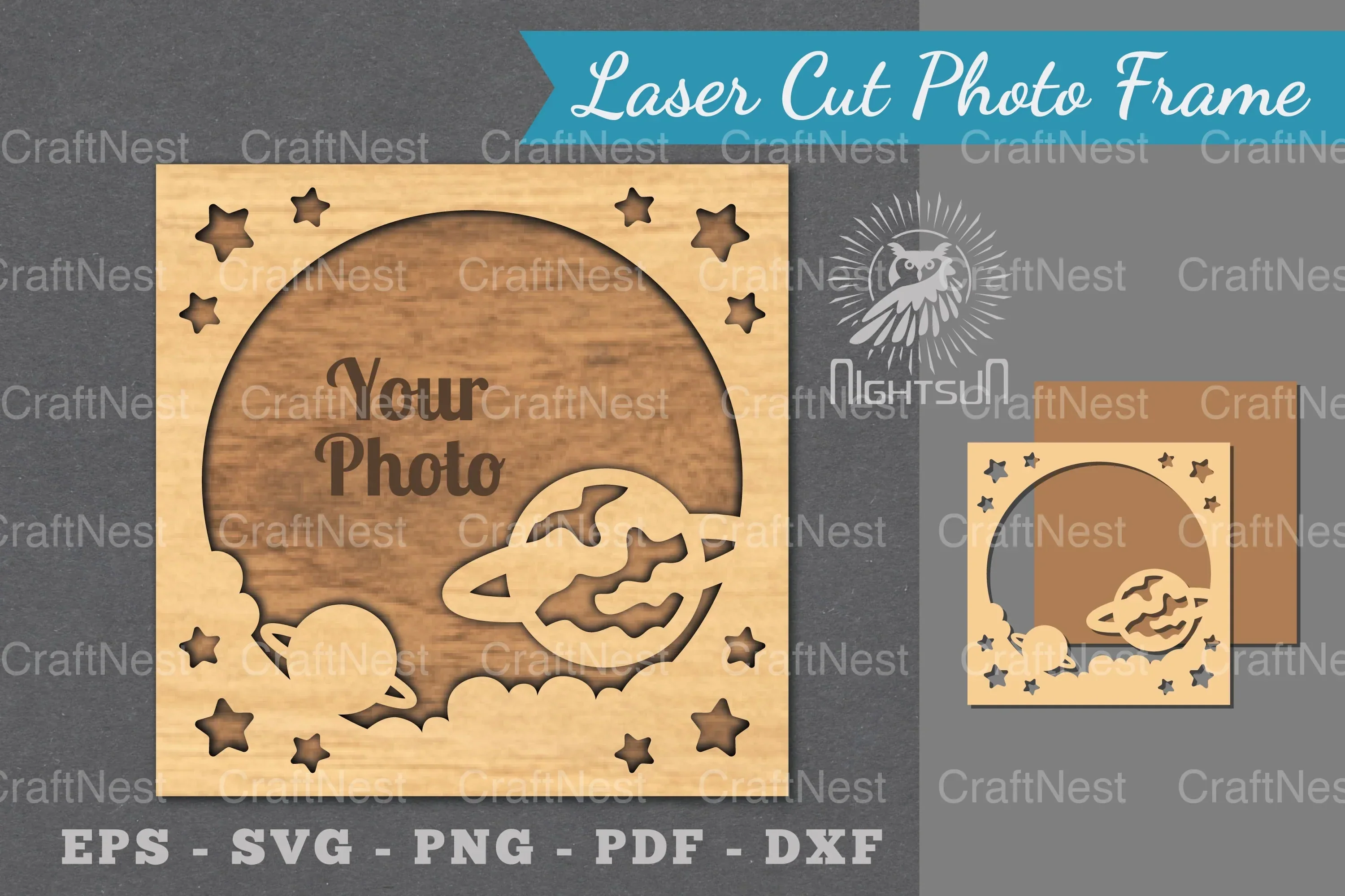 Outer Space Laser Cut Photo Frame Clipart Bundle