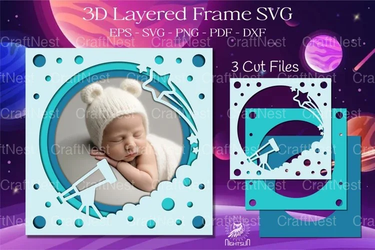 Outer Space Layered Frame Clipart Bundle