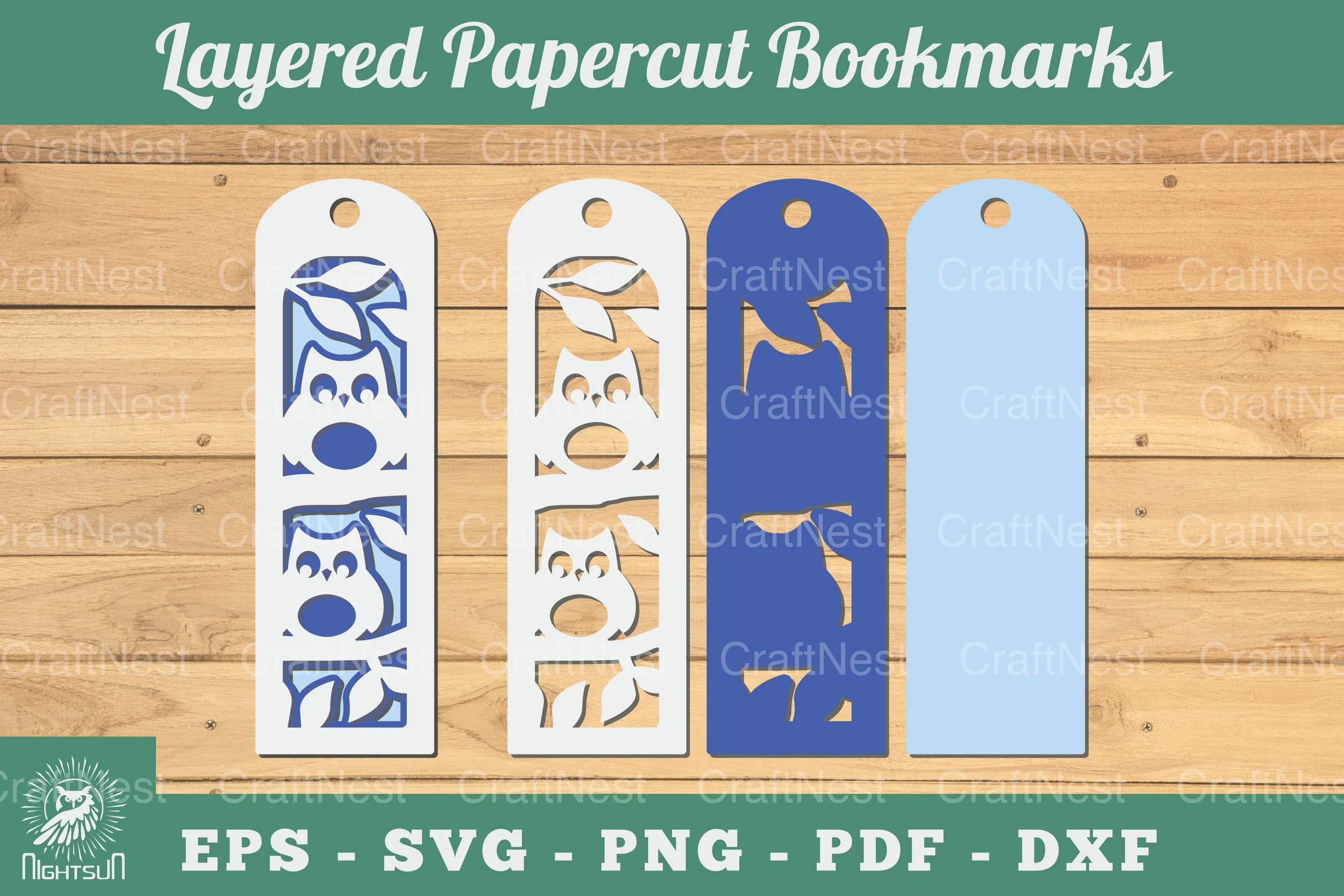 Owl 3D Papercut Bookmarks Clipart Bundle