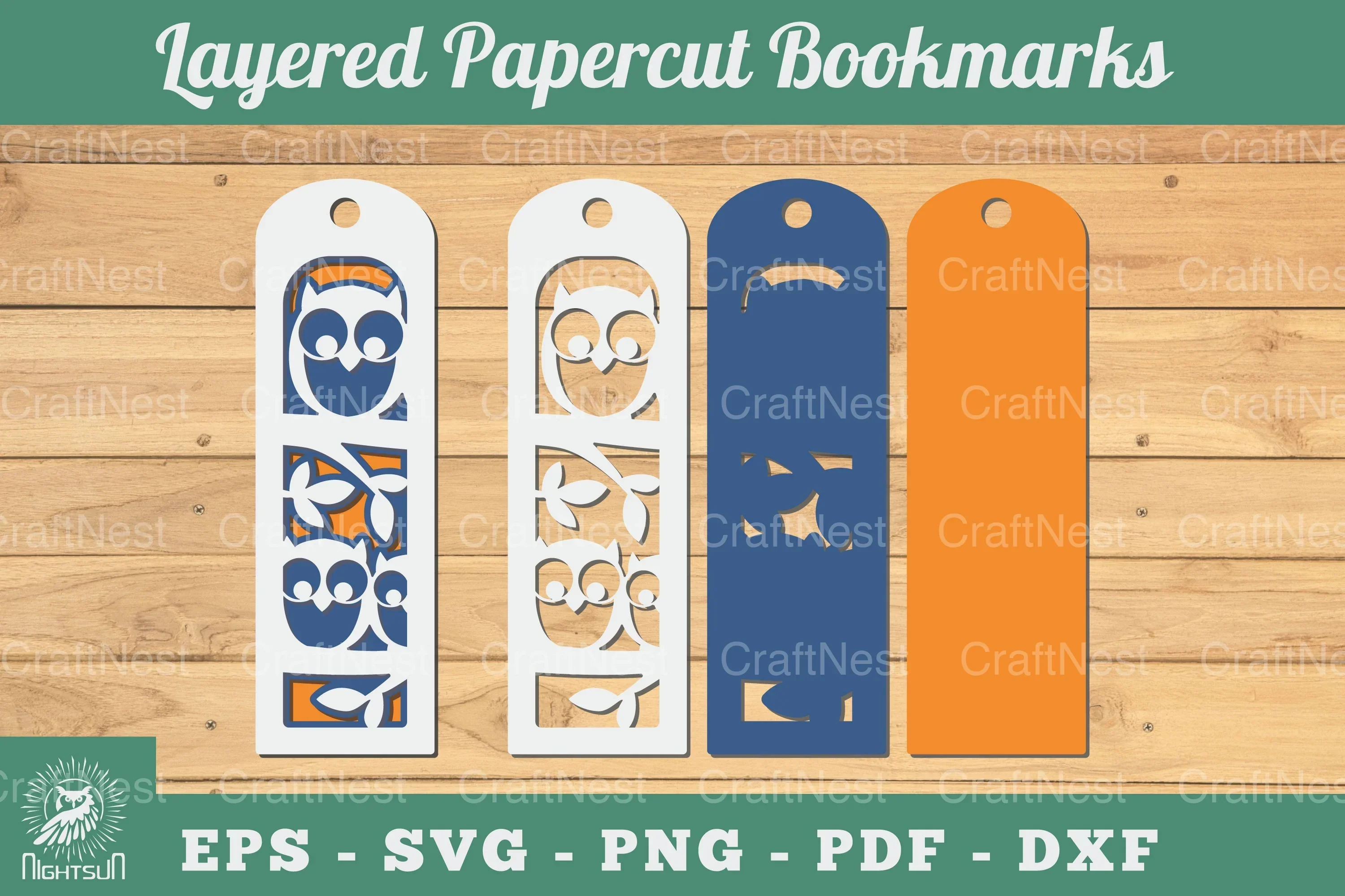Owl 3D Papercut Bookmarks Clipart Bundle