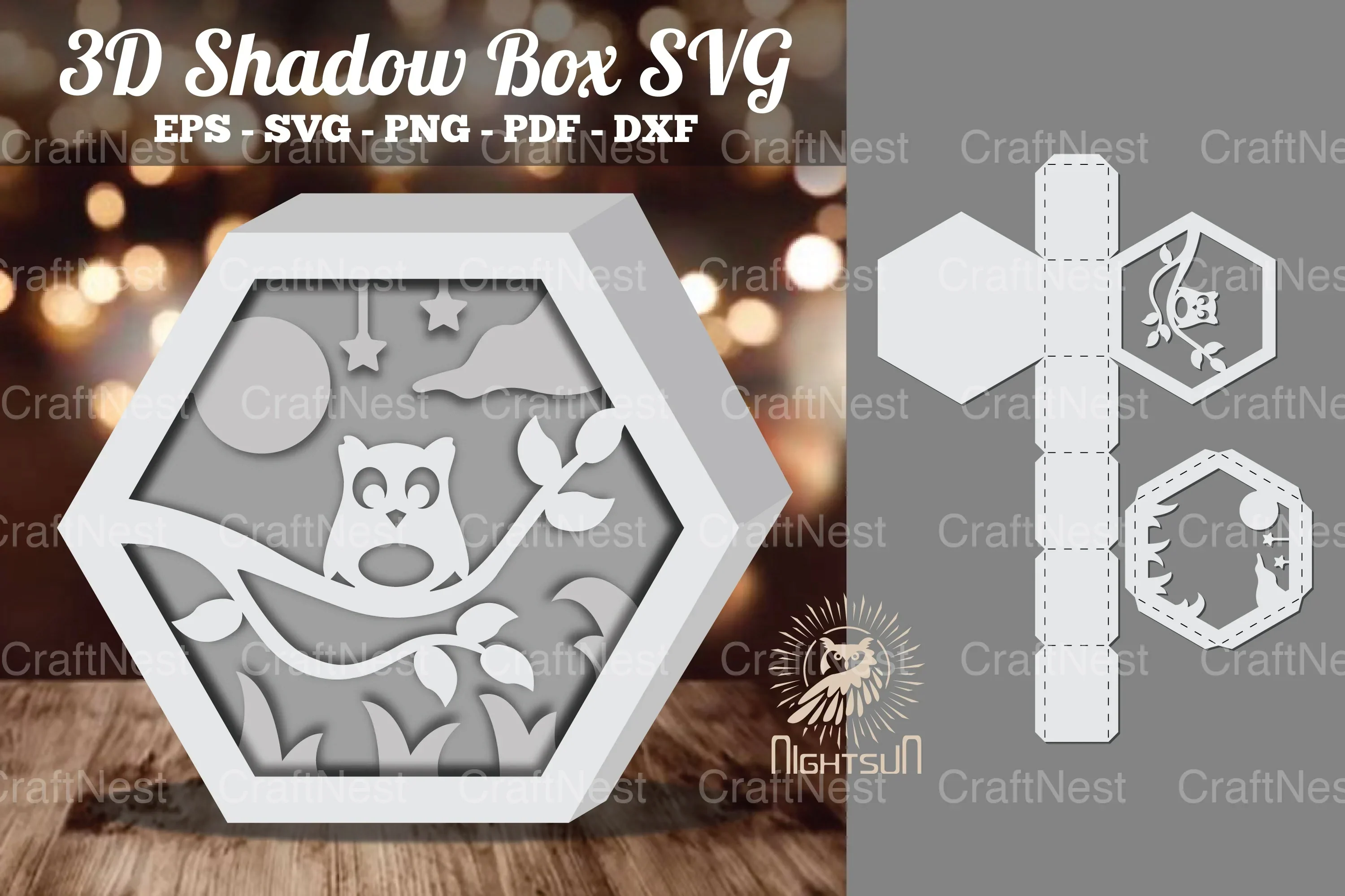 Owl 3D Shadow Box SVG Bundle