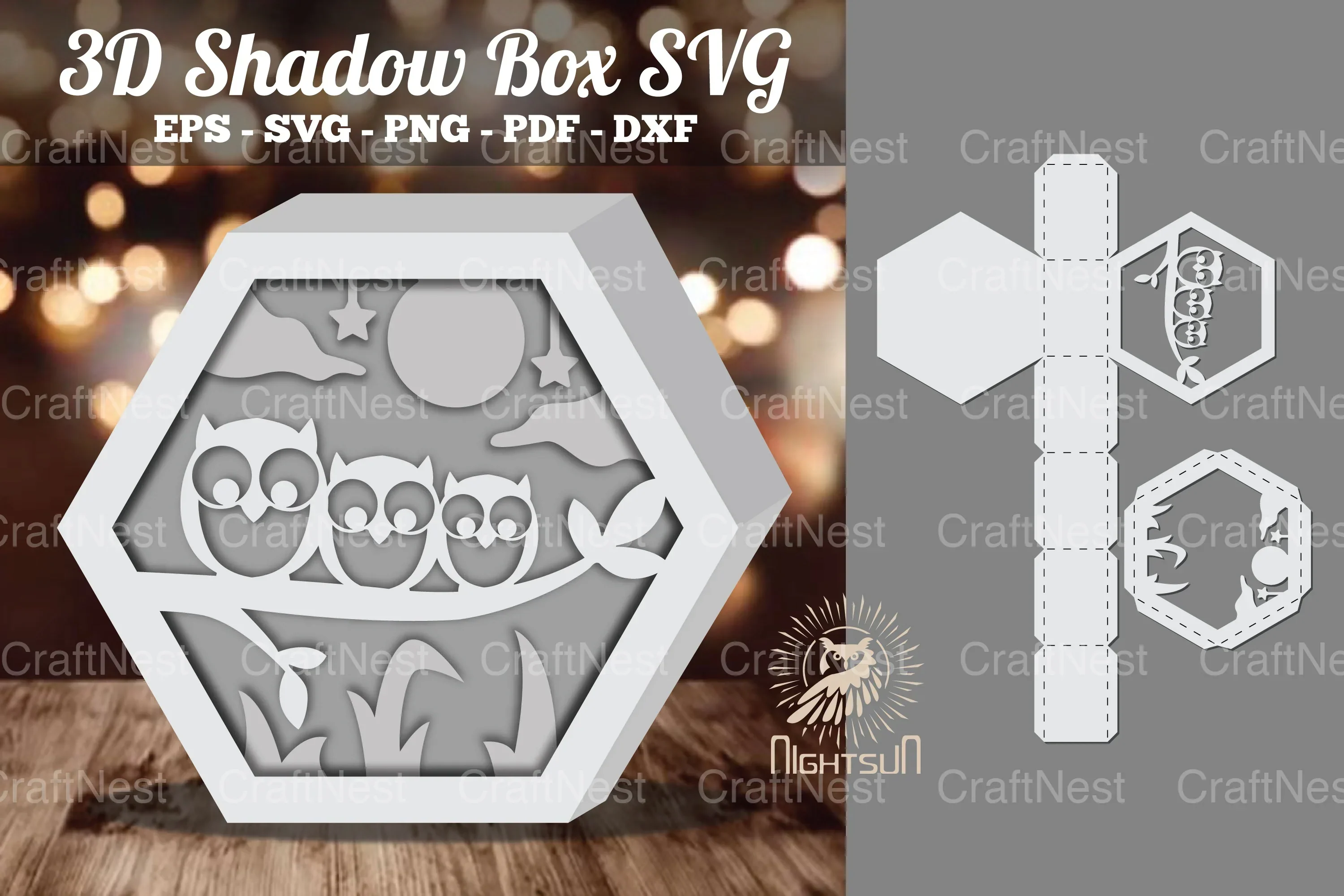 Owl 3D Shadow Box SVG Bundle