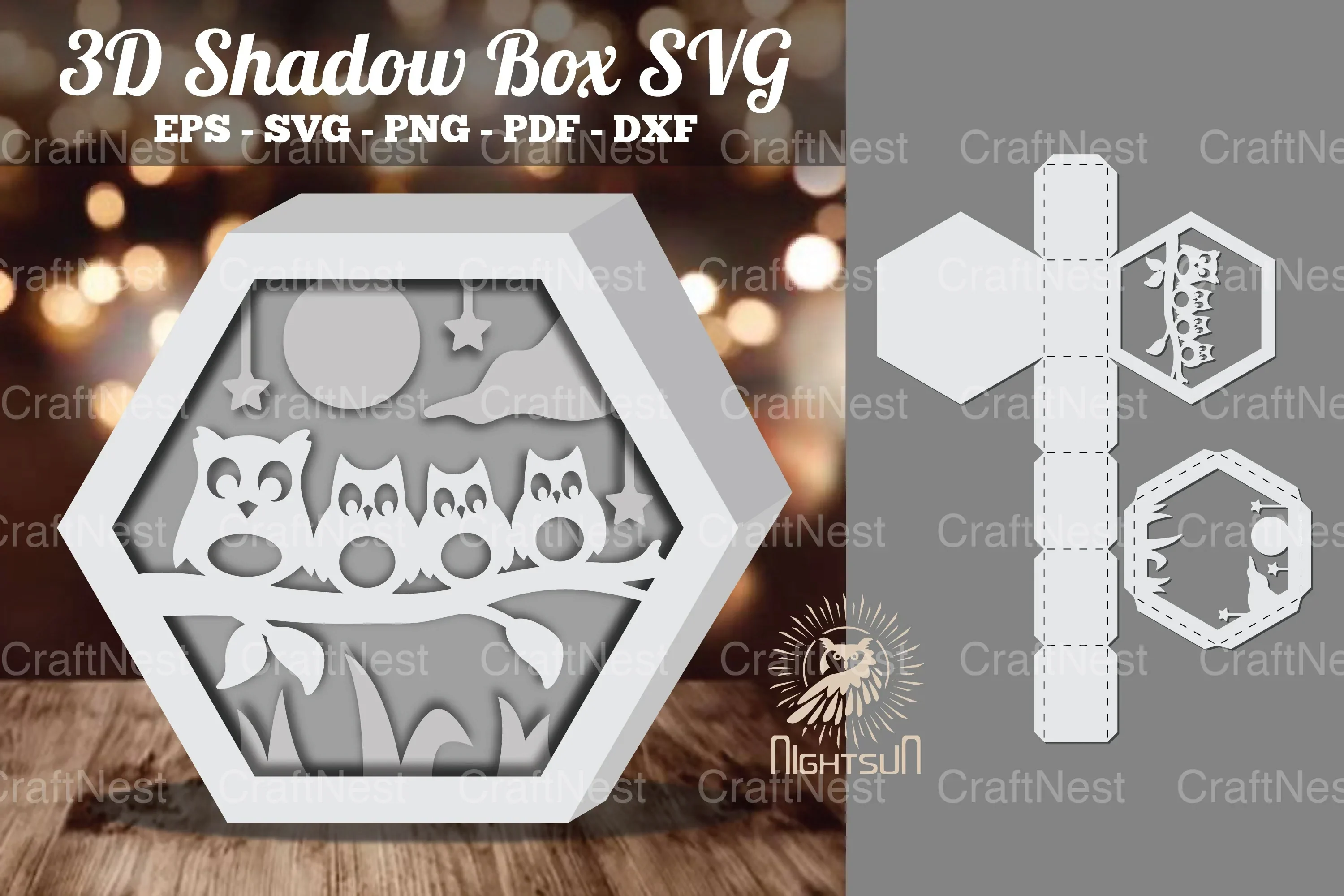 Owl 3D Shadow Box SVG Bundle