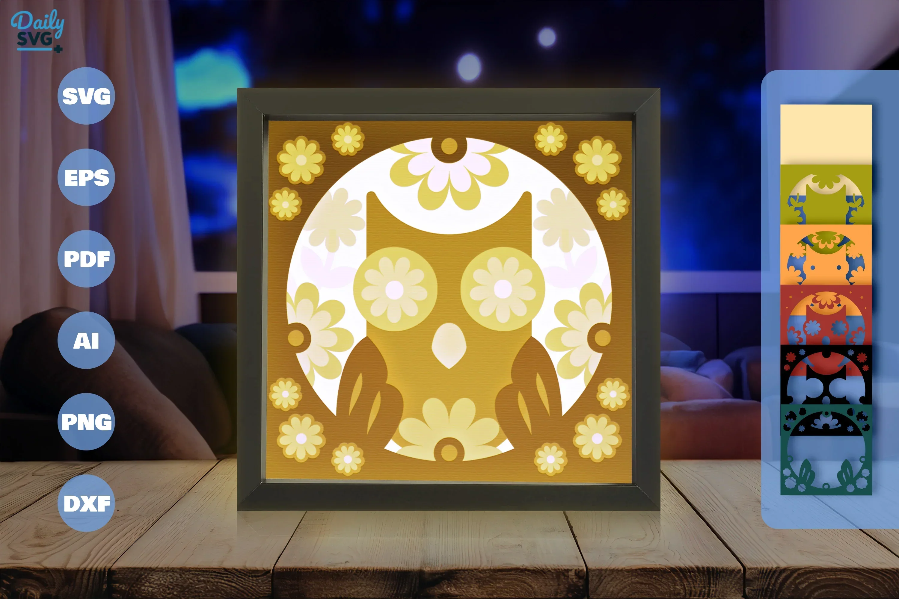 Owl Folk Art Papercut SVG Bundle - Image 3