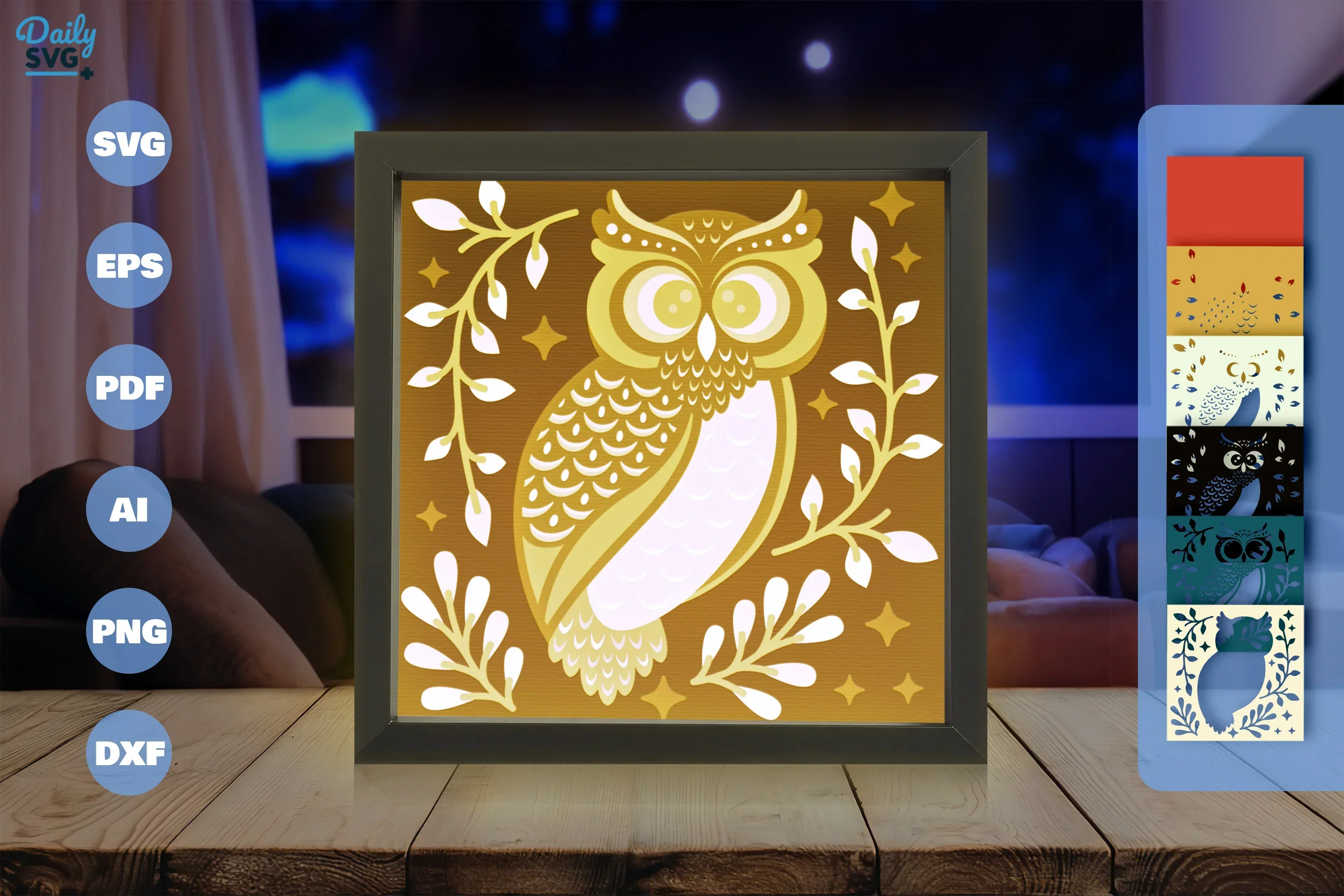 Owl Folk Art Papercut SVG Bundle - Image 3