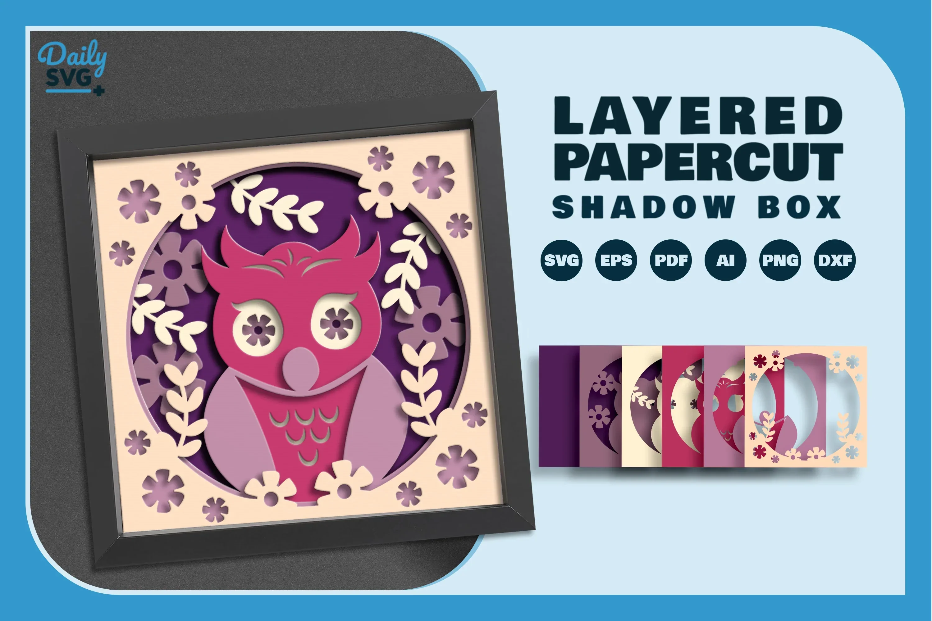 Owl Folk Art Papercut SVG Bundle - Image 2