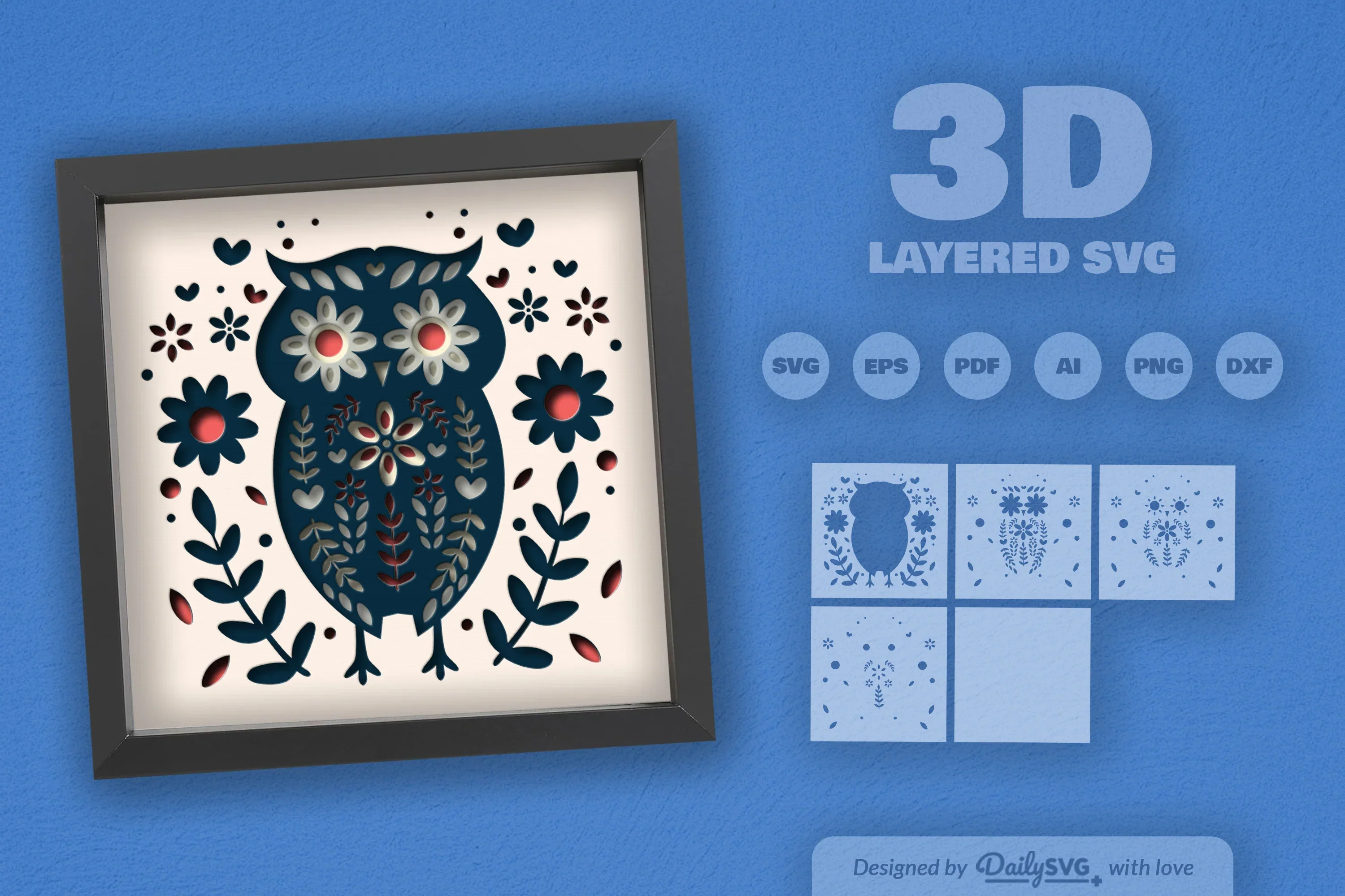 Owl Folk Art Papercut SVG Bundle - Image 2