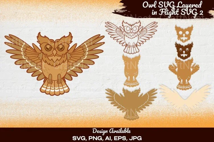 Owl in Flight 3D Shape SVG Bundle