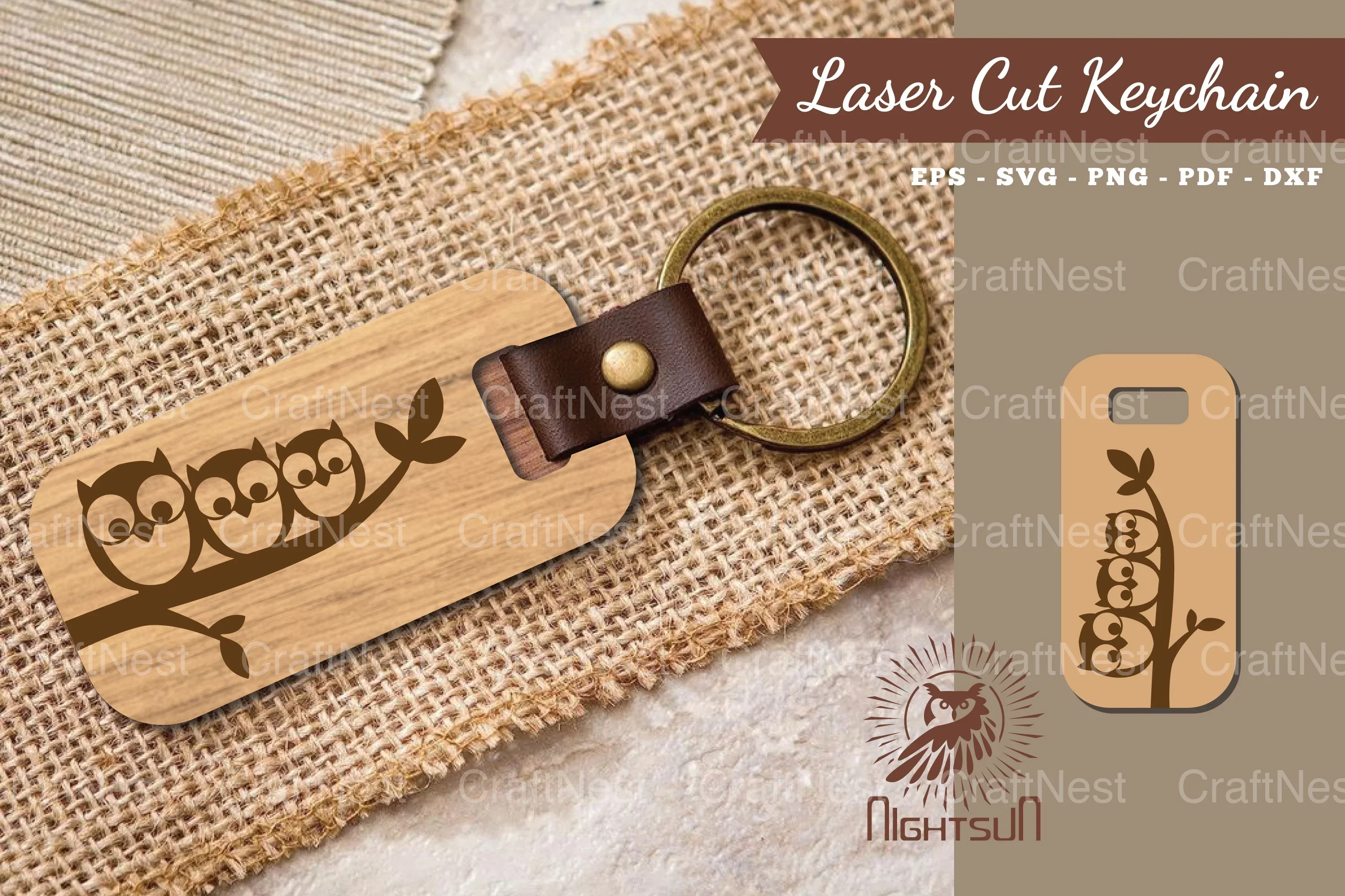 Owl Laser Cut Keychain Clipart Bundle
