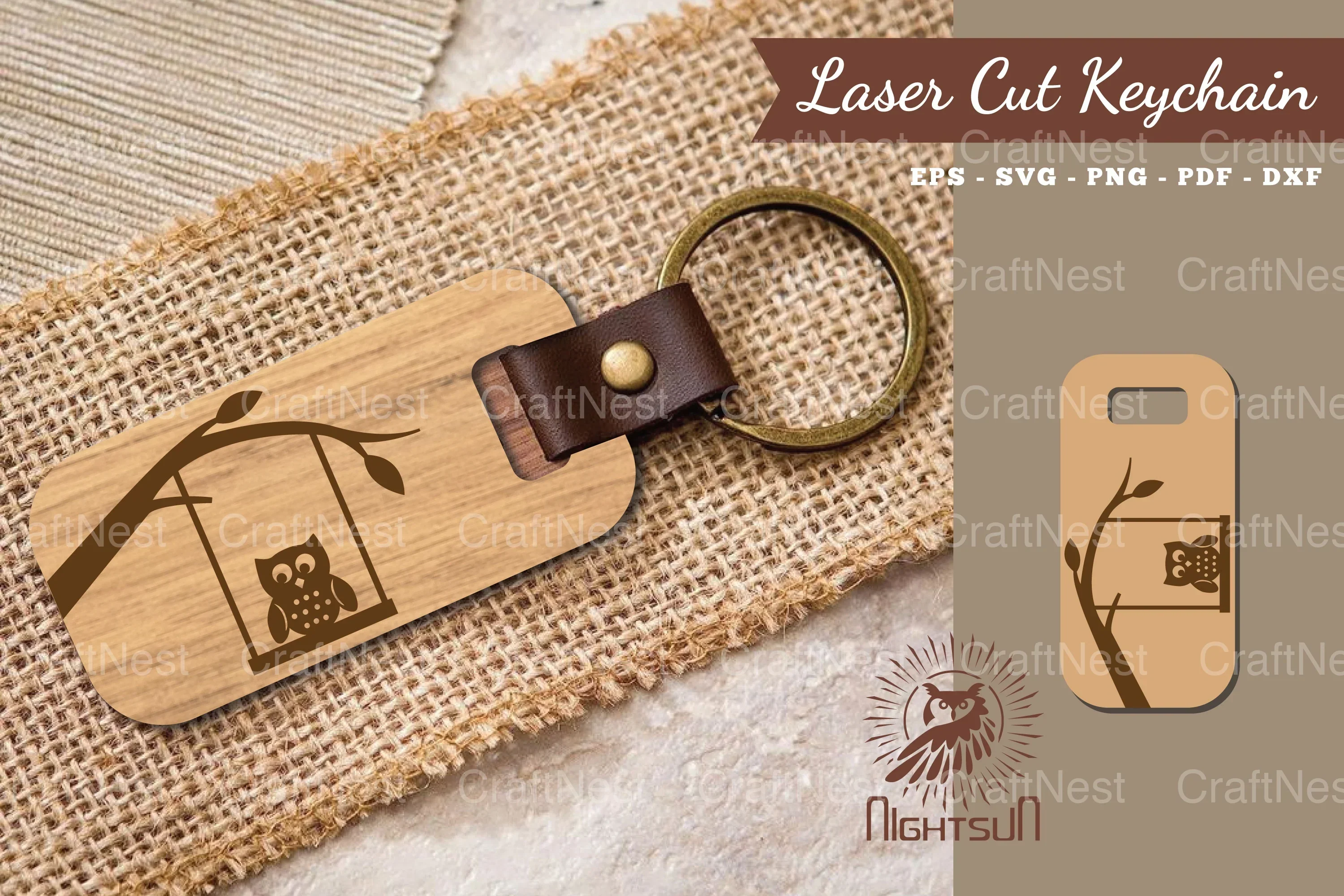 Owl Laser Cut Keychain Clipart Bundle