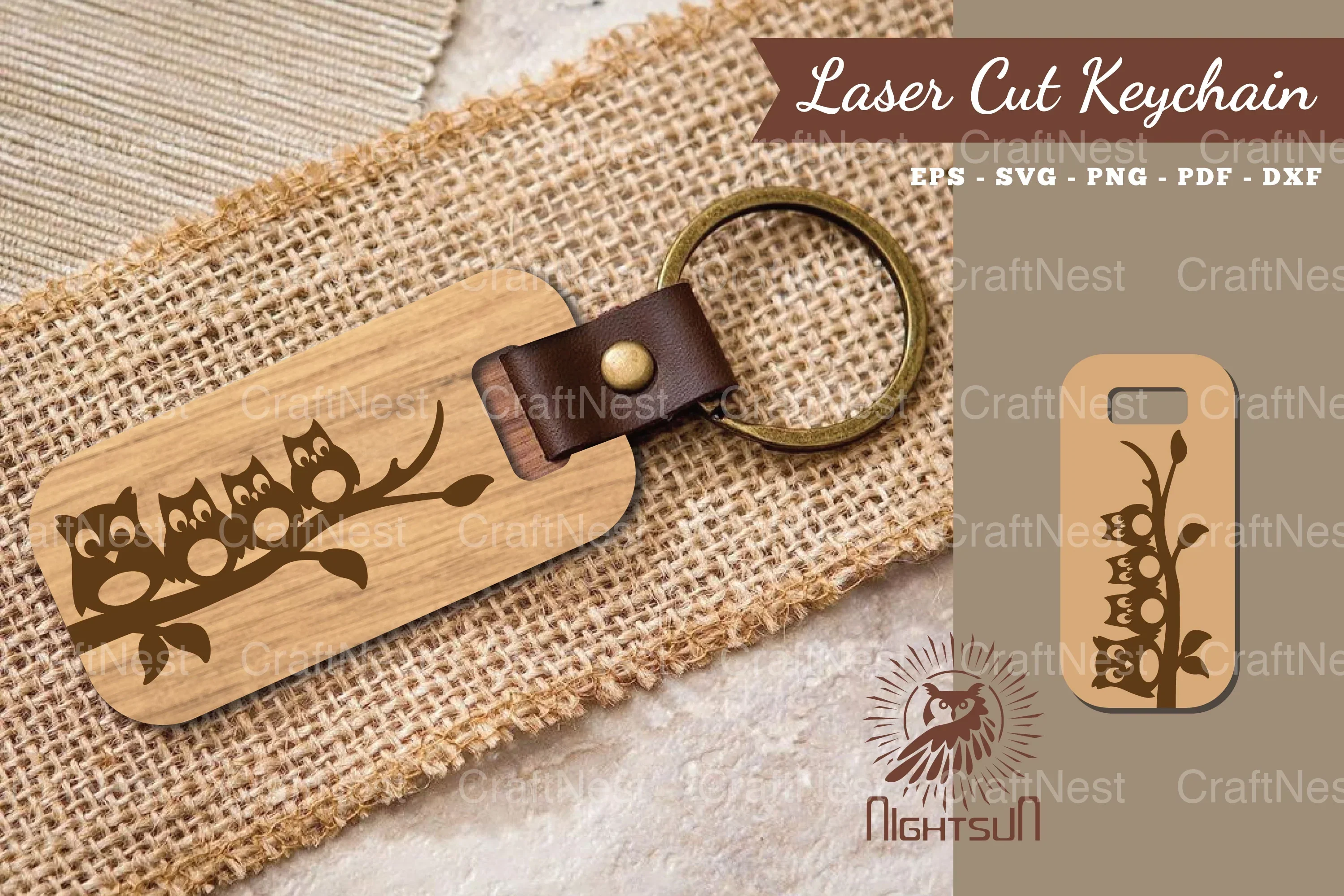 Owl Laser Cut Keychain Clipart Bundle