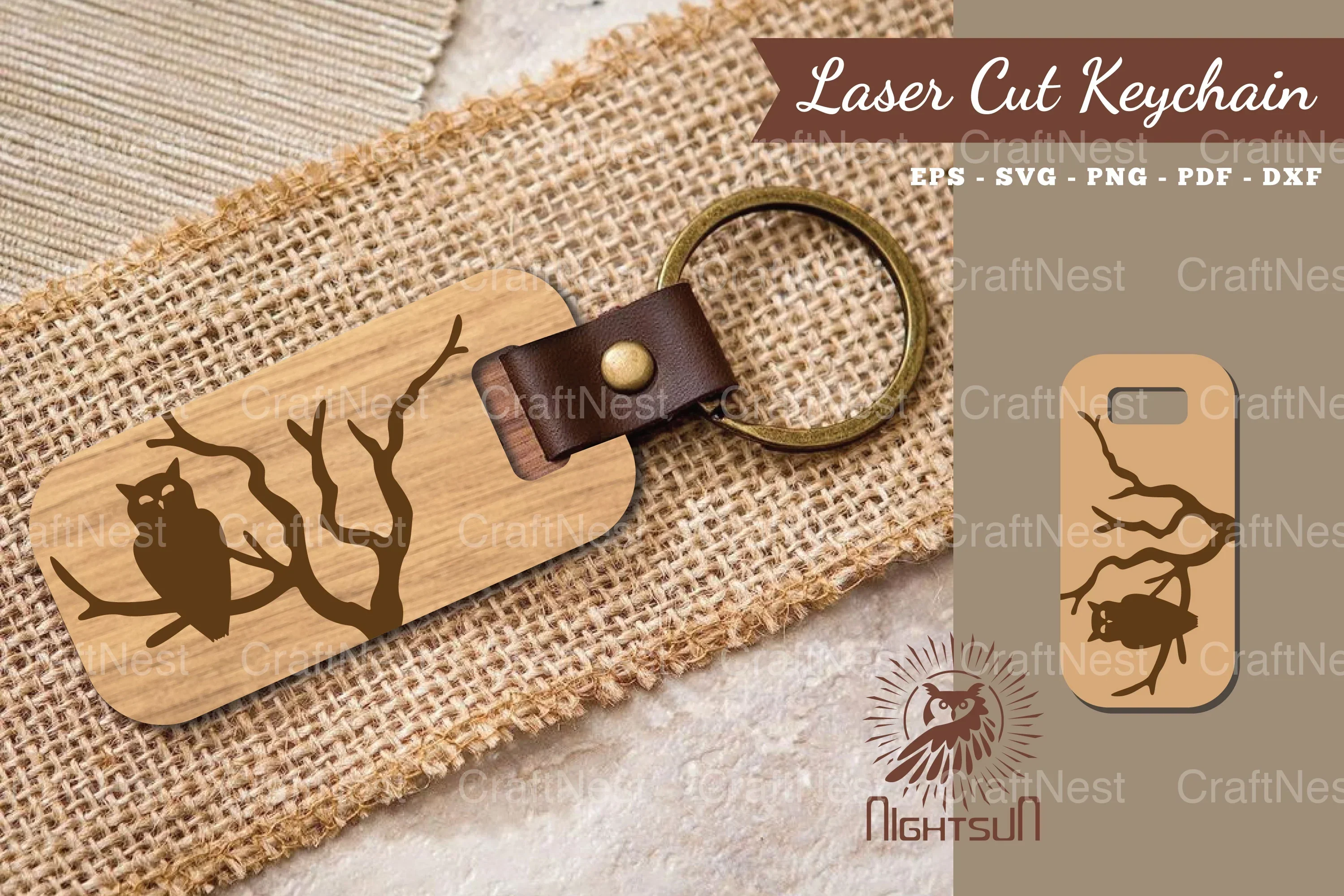 Owl Laser Cut Keychain Design Bundle