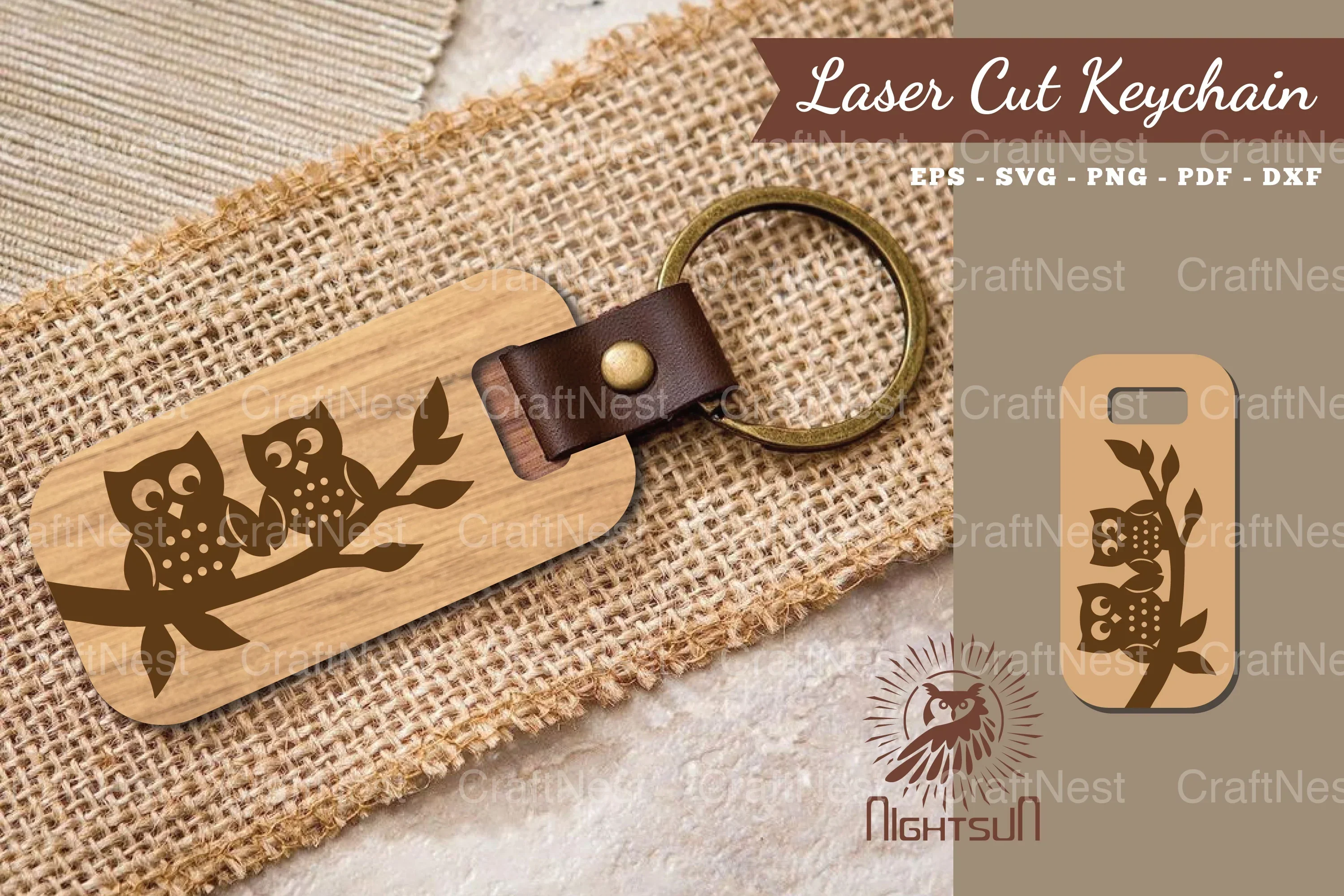 Owl Laser Cut Keychain SVG Bundle