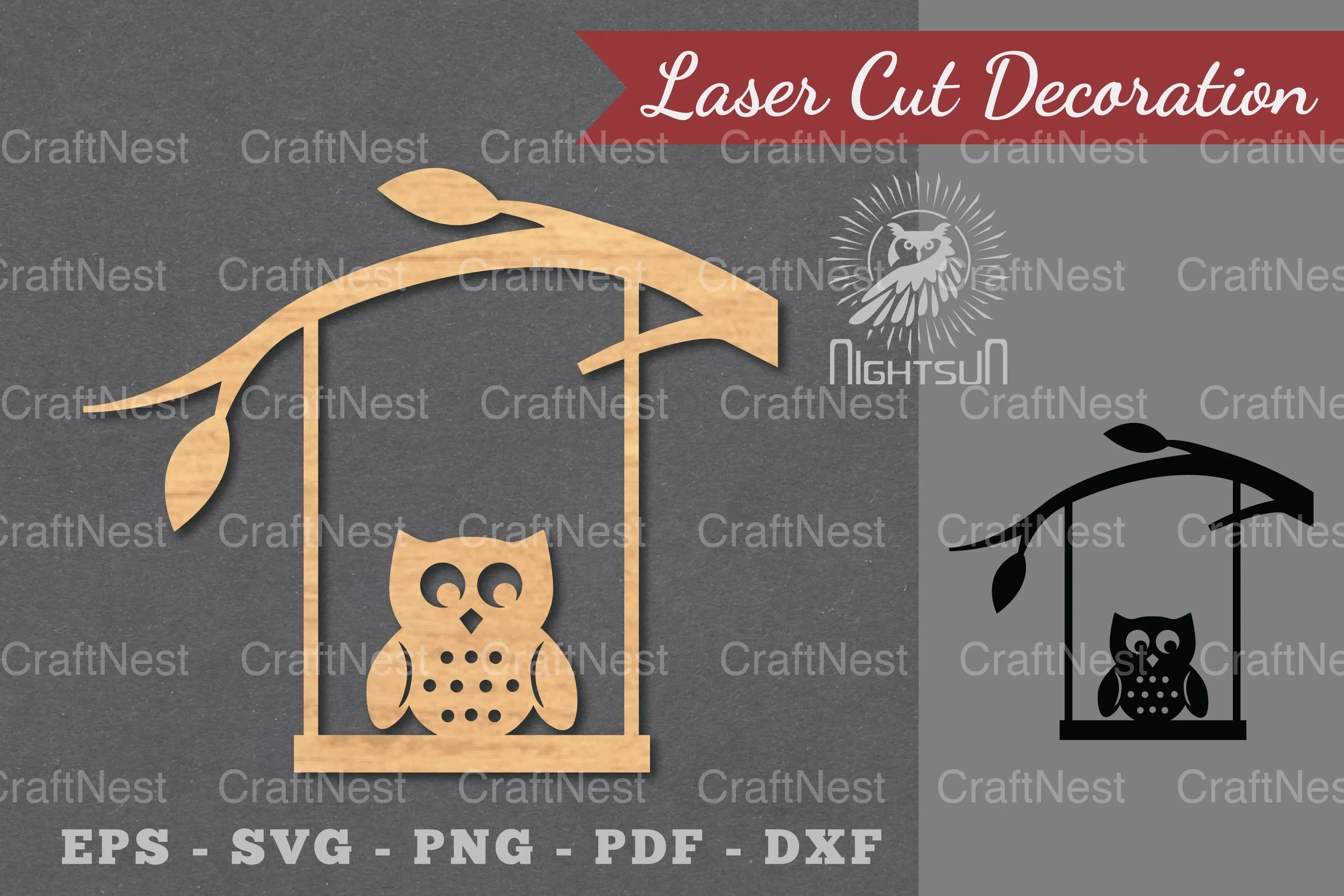 Owl on a Swing Laser Cut Decoration