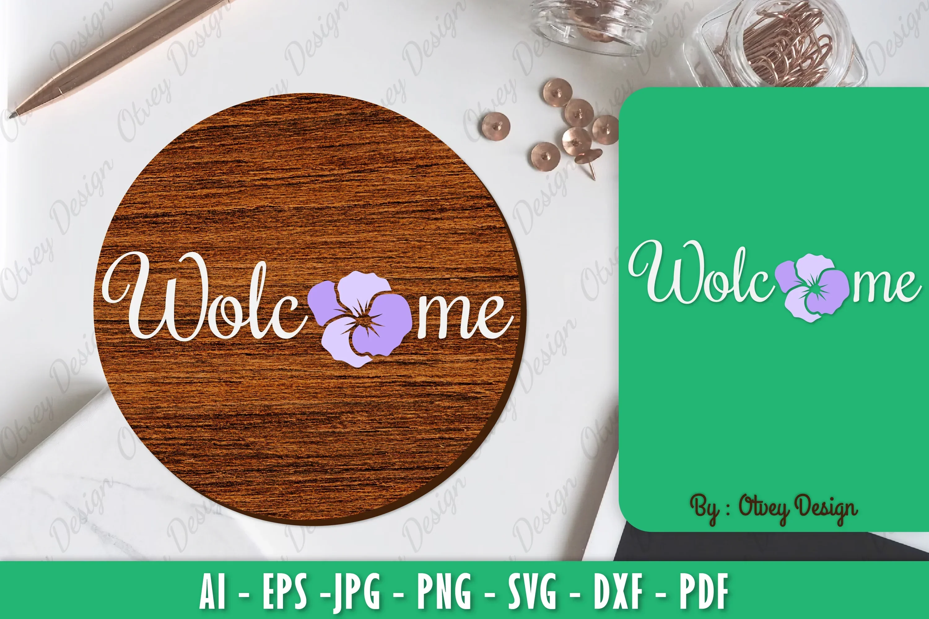 Pansy Flower Welcome Sign SVG Bundle