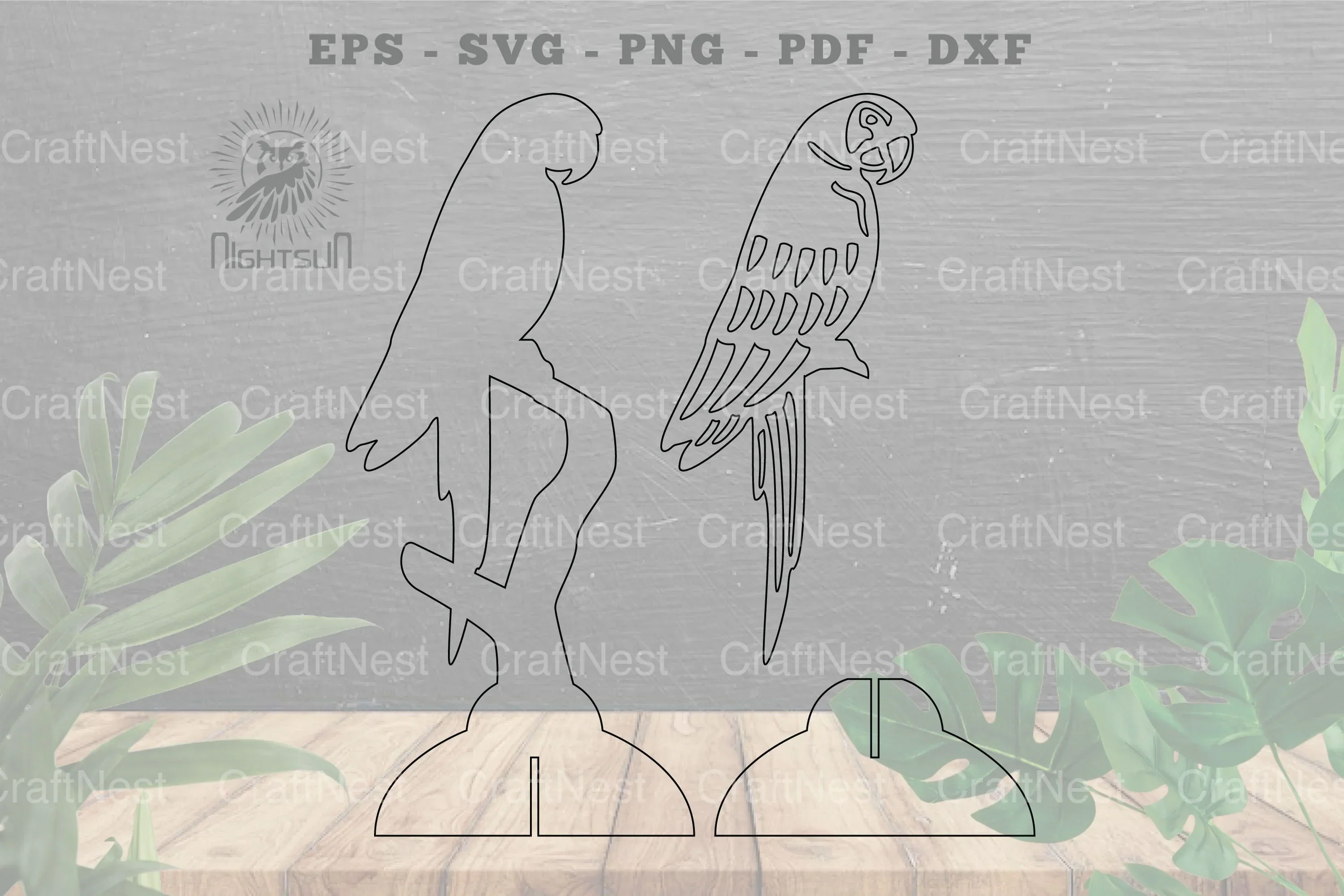 Parrot Laser Cut Home Decor Clipart Bundle - Image 2
