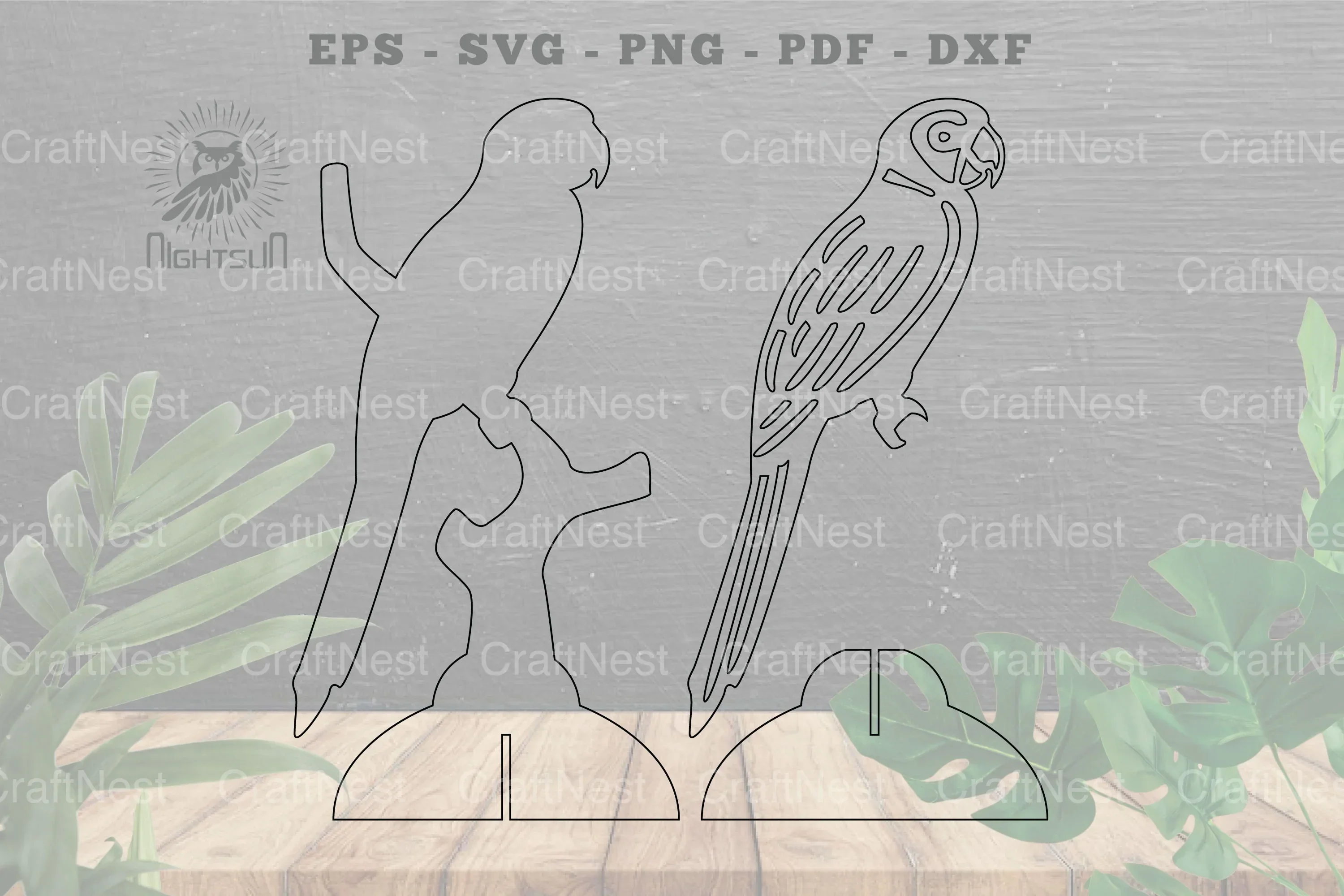 Parrot Laser Cut Home Decor Clipart Bundle - Image 2