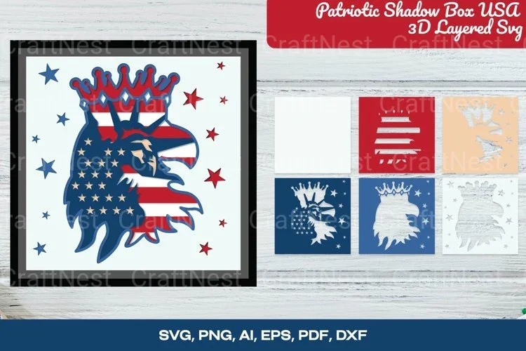 Patriotic USA 3D Layered Shadow Box SVG Bundle