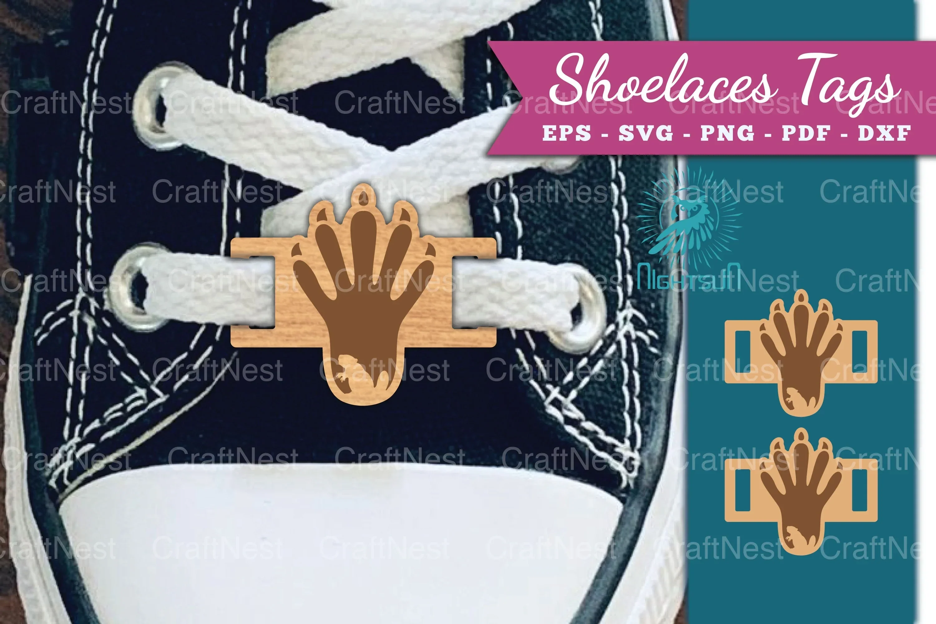 Paw Beaver Shoelaces Tags Laser Cut Clipart Bundle