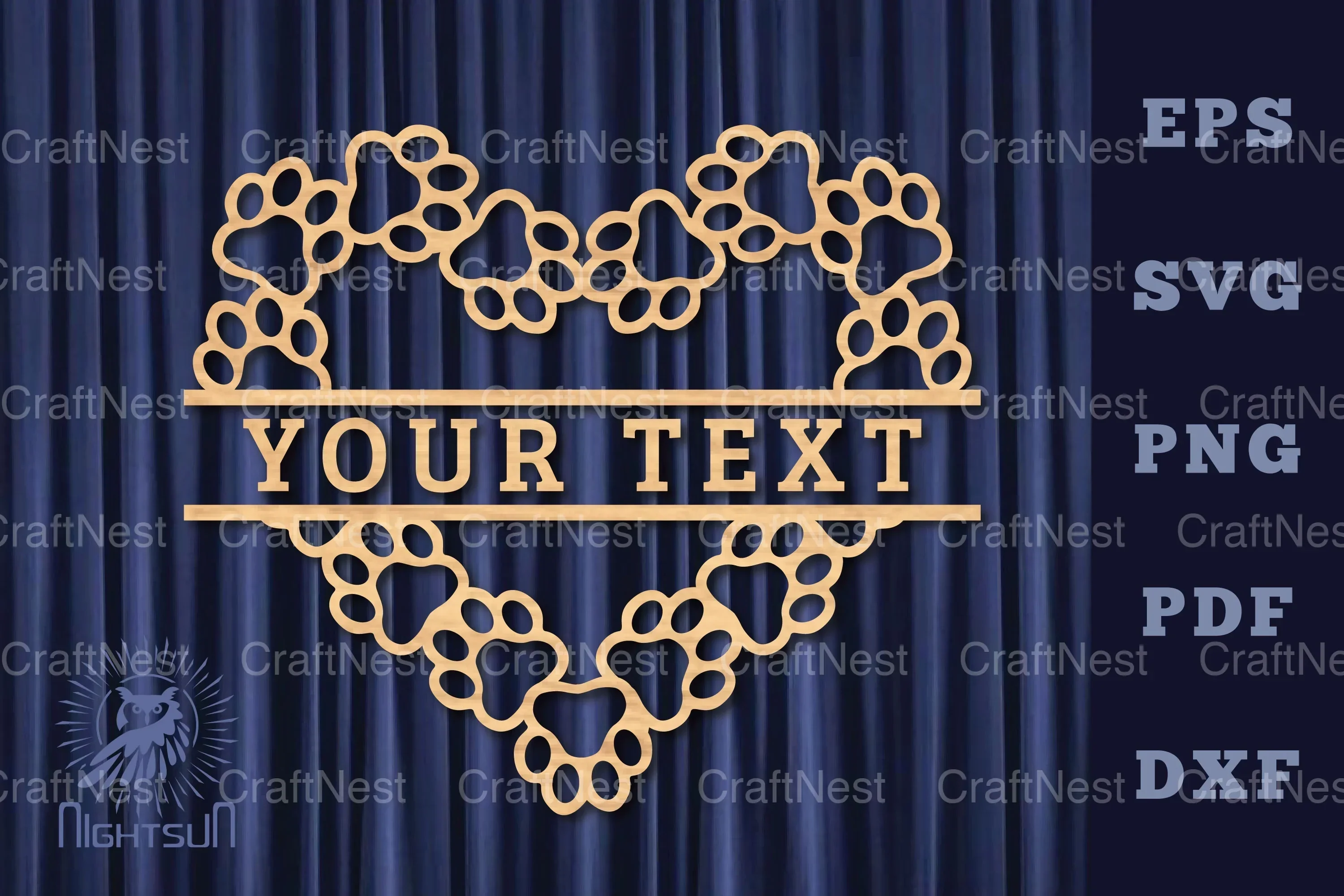 Paw Heart Lasercut Split Monogram Clipart Bundle