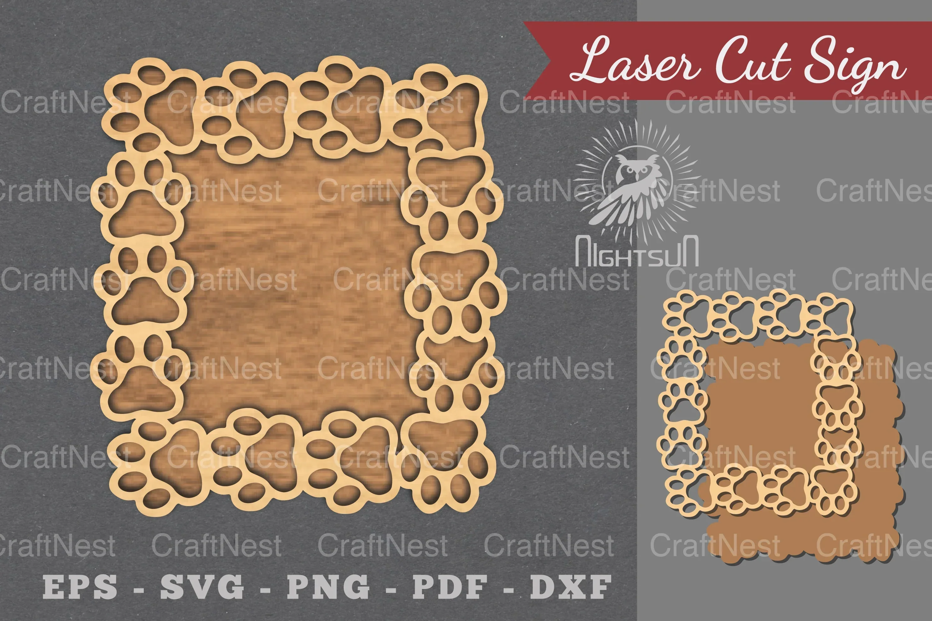 Paw Laser Cut Sign Clipart Bundle