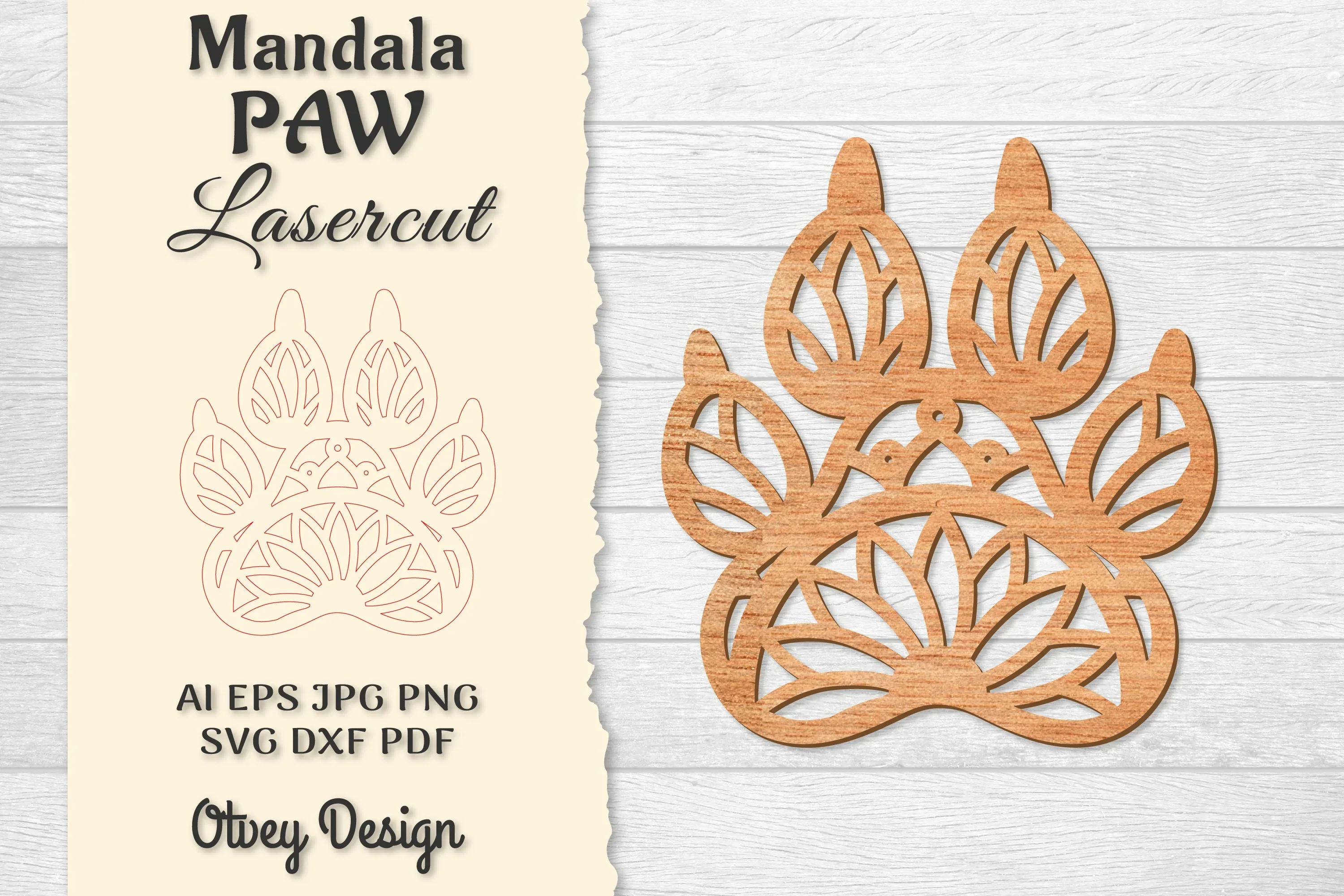 Paw Mandala Lasercut SVG Bundle