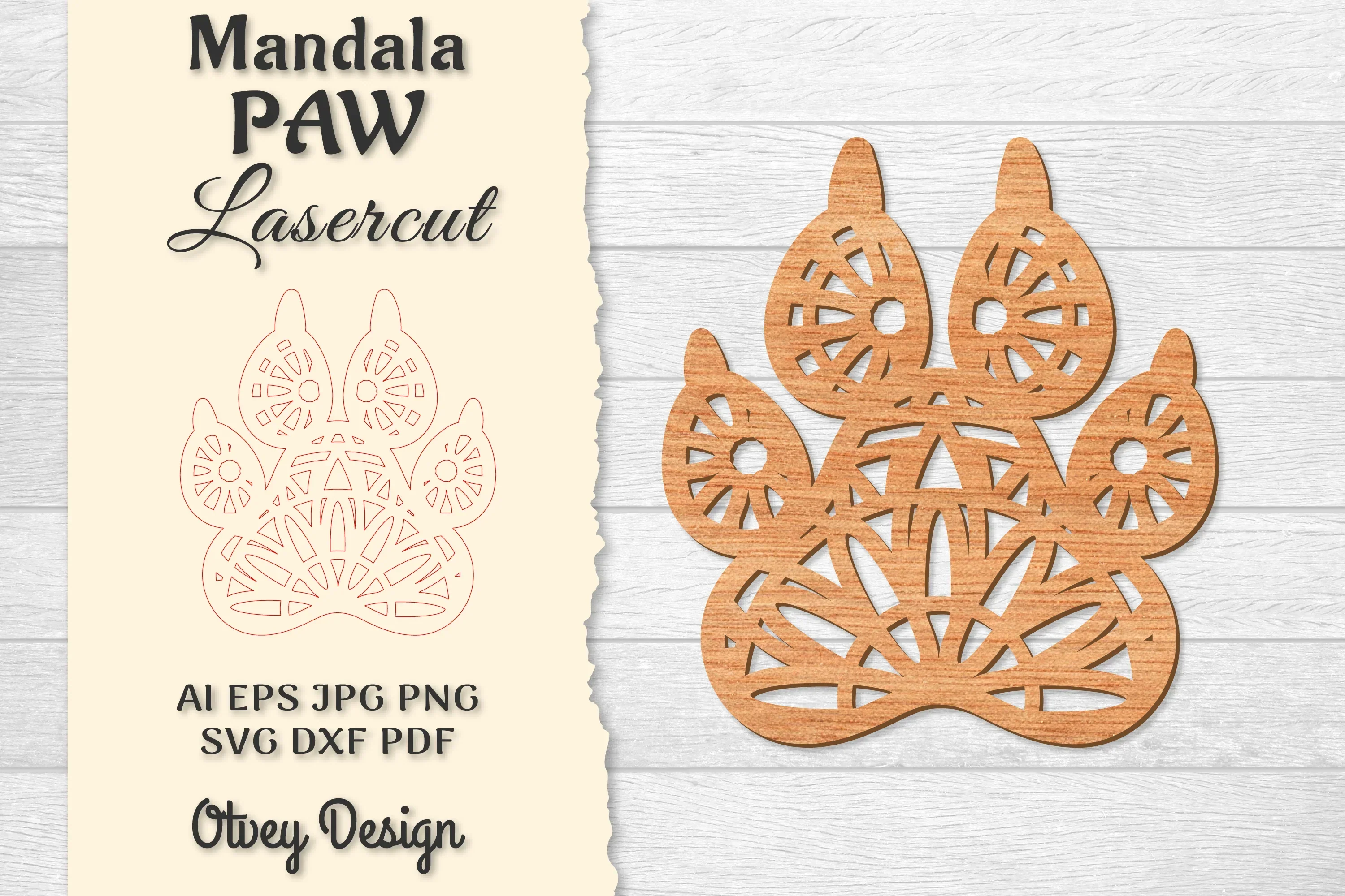 Paw Mandala Lasercut SVG Bundle