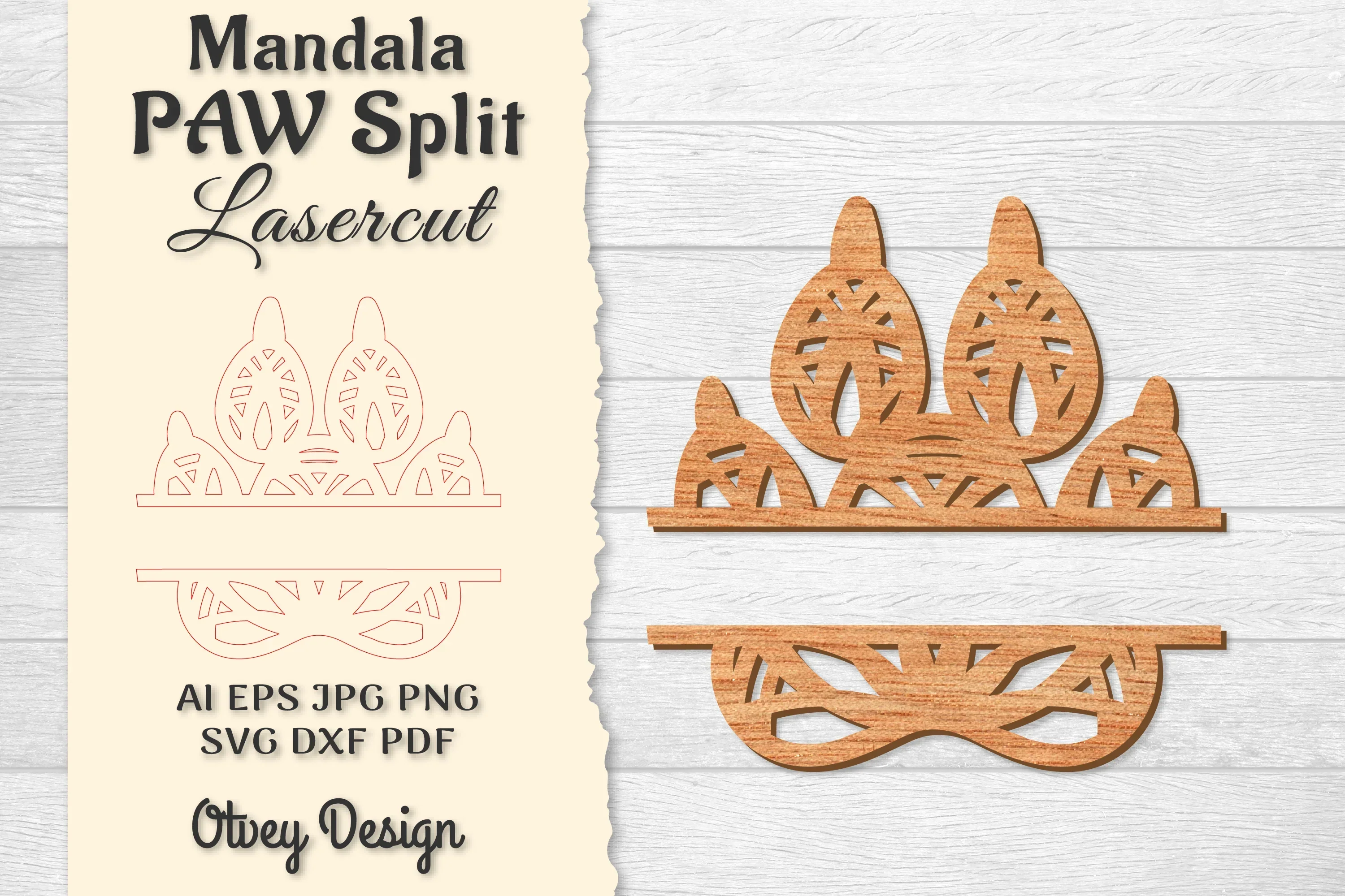 Paw Mandala Split Lasercut SVG Bundle