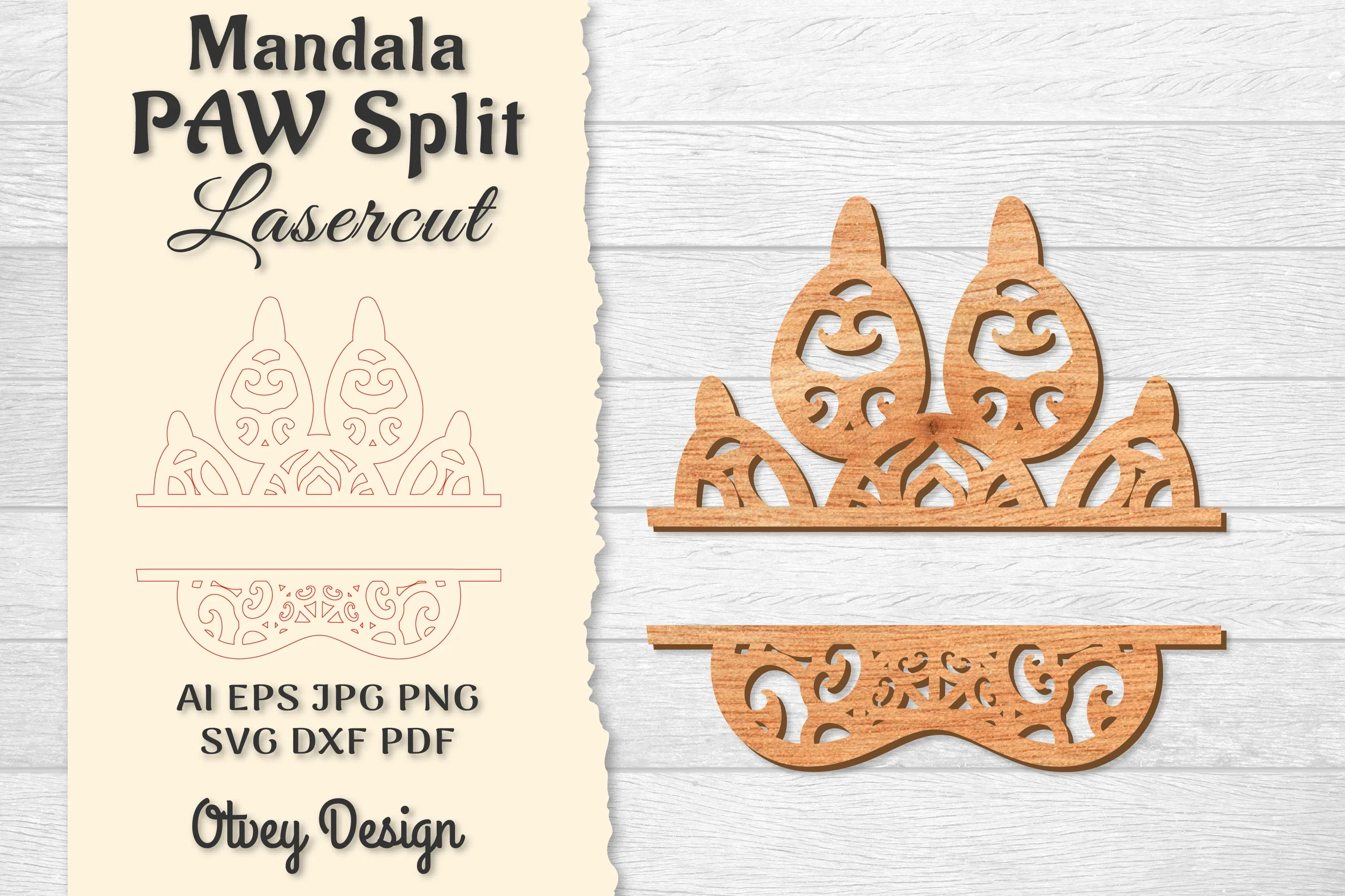 Paw Mandala Split Lasercut SVG Bundle