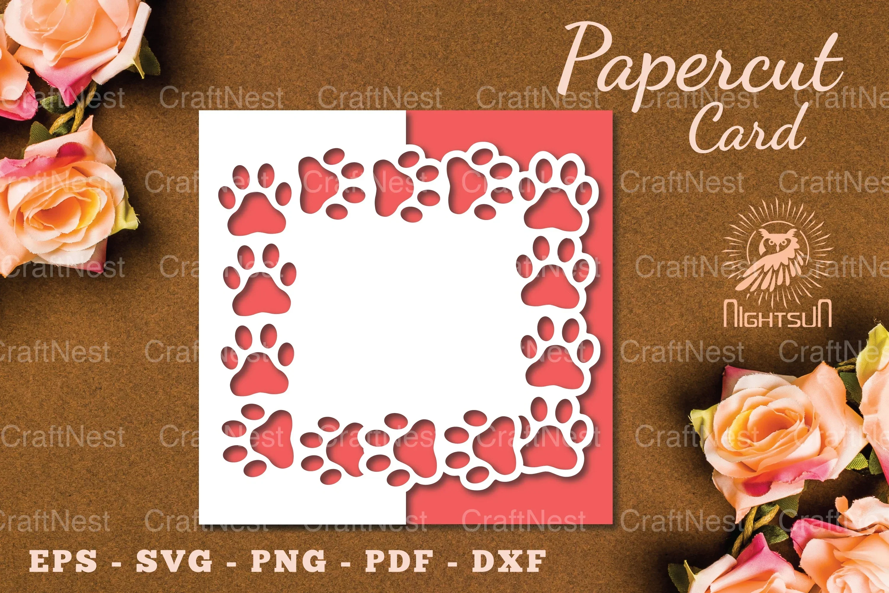 Paw Papercut Card SVG Bundle