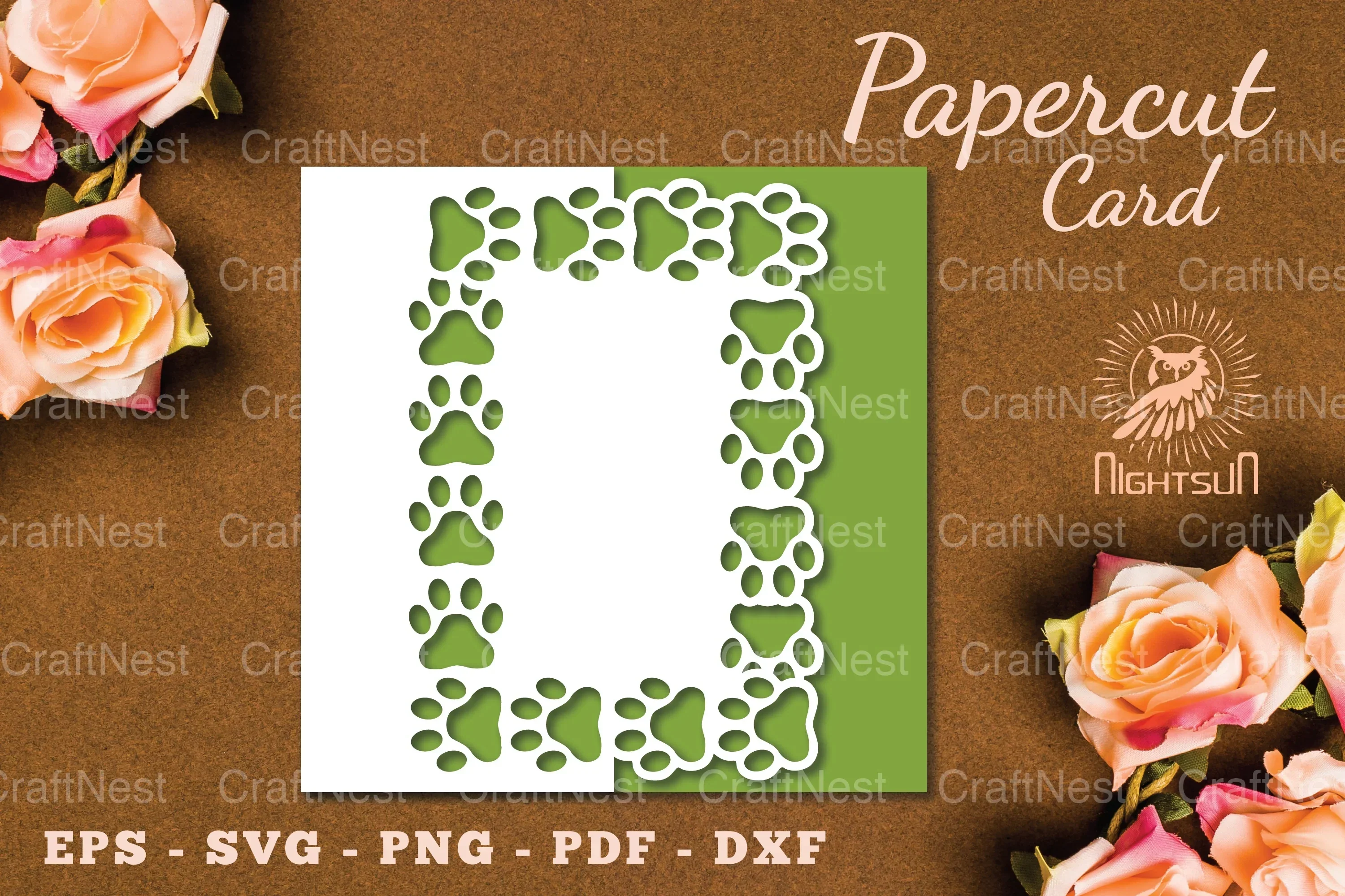 Paw Papercut Card SVG Bundle
