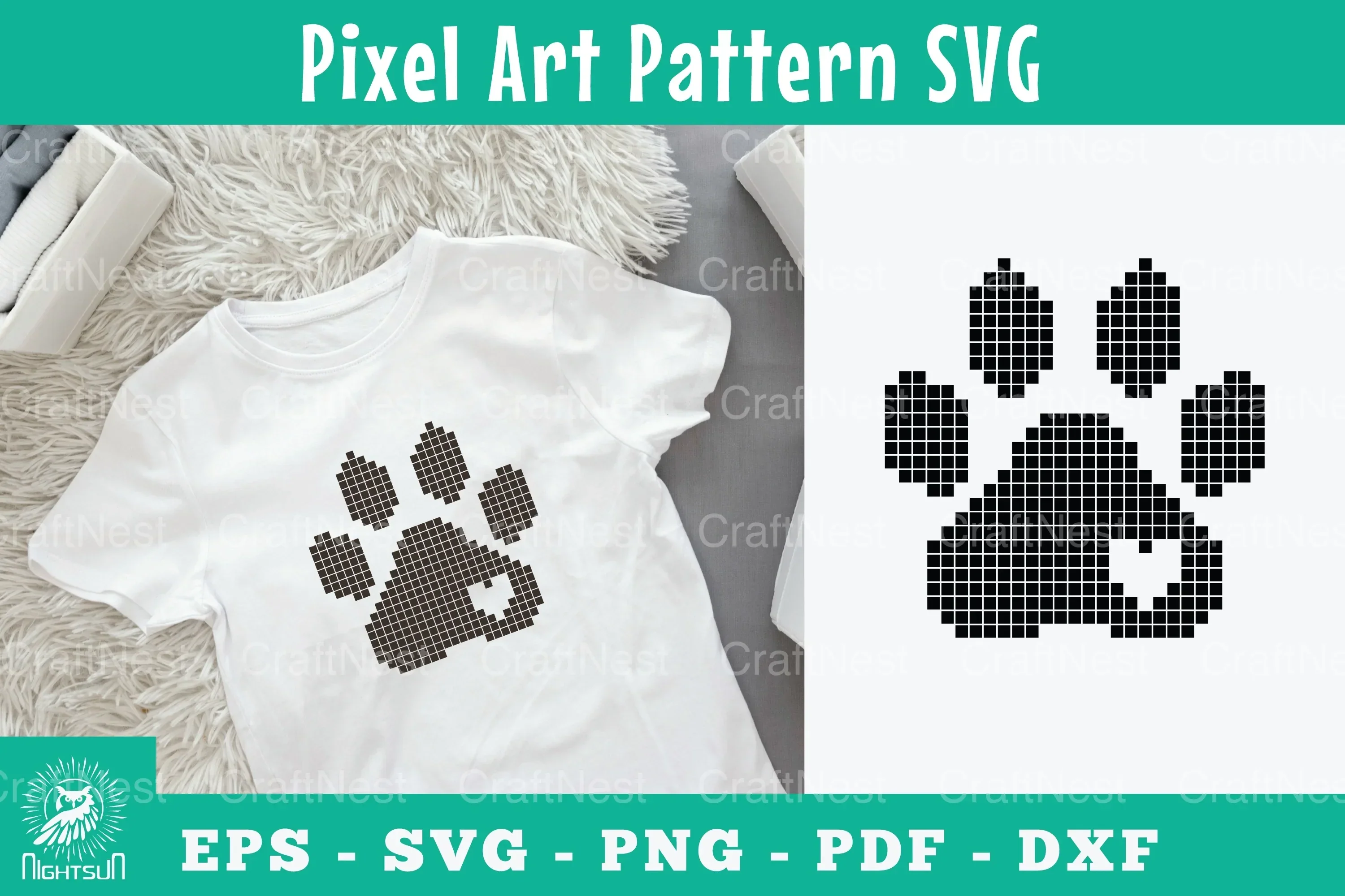 Paw Pixel Art Pattern Clipart Bundle