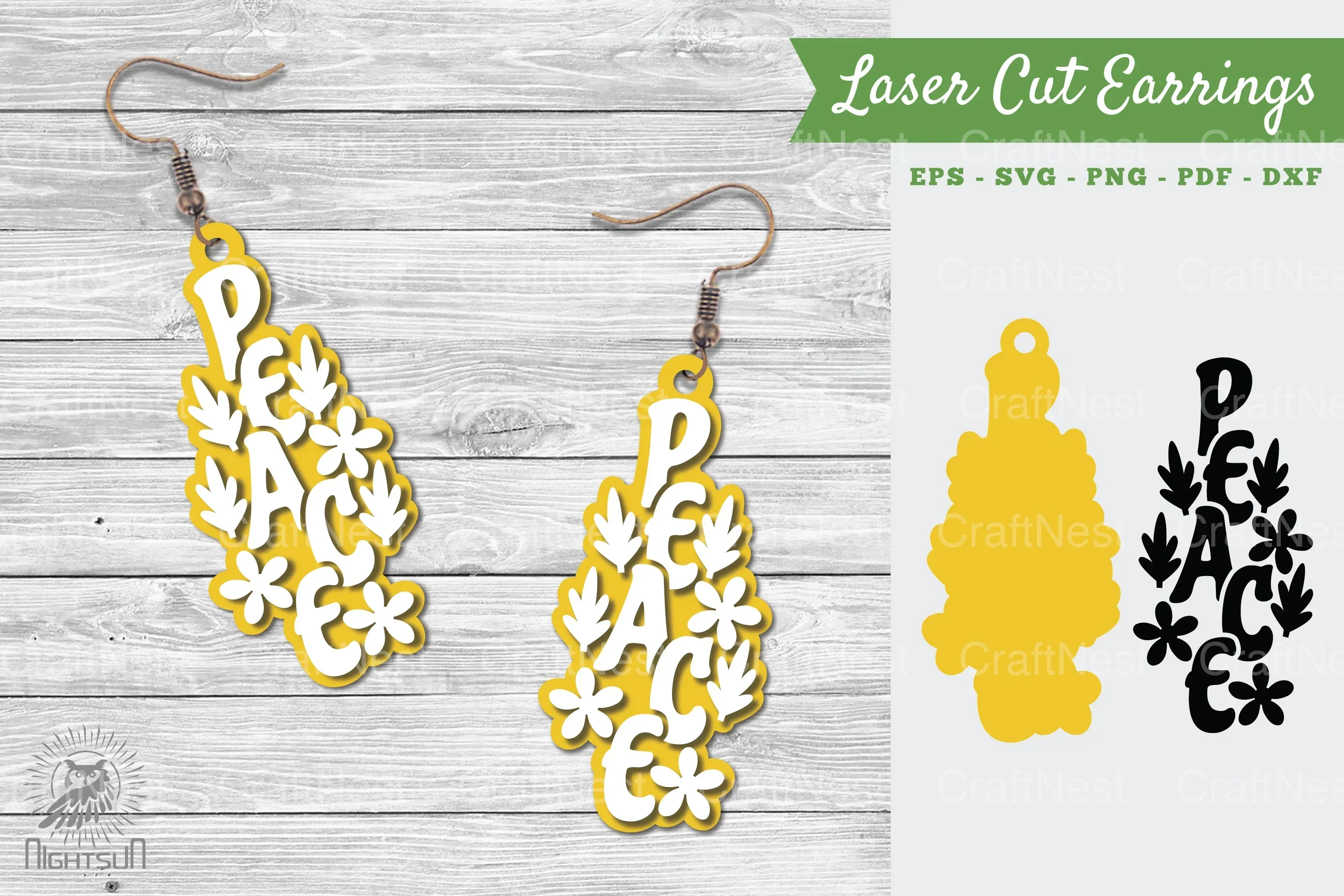 Peace Laser Cut Earrings SVG Bundle