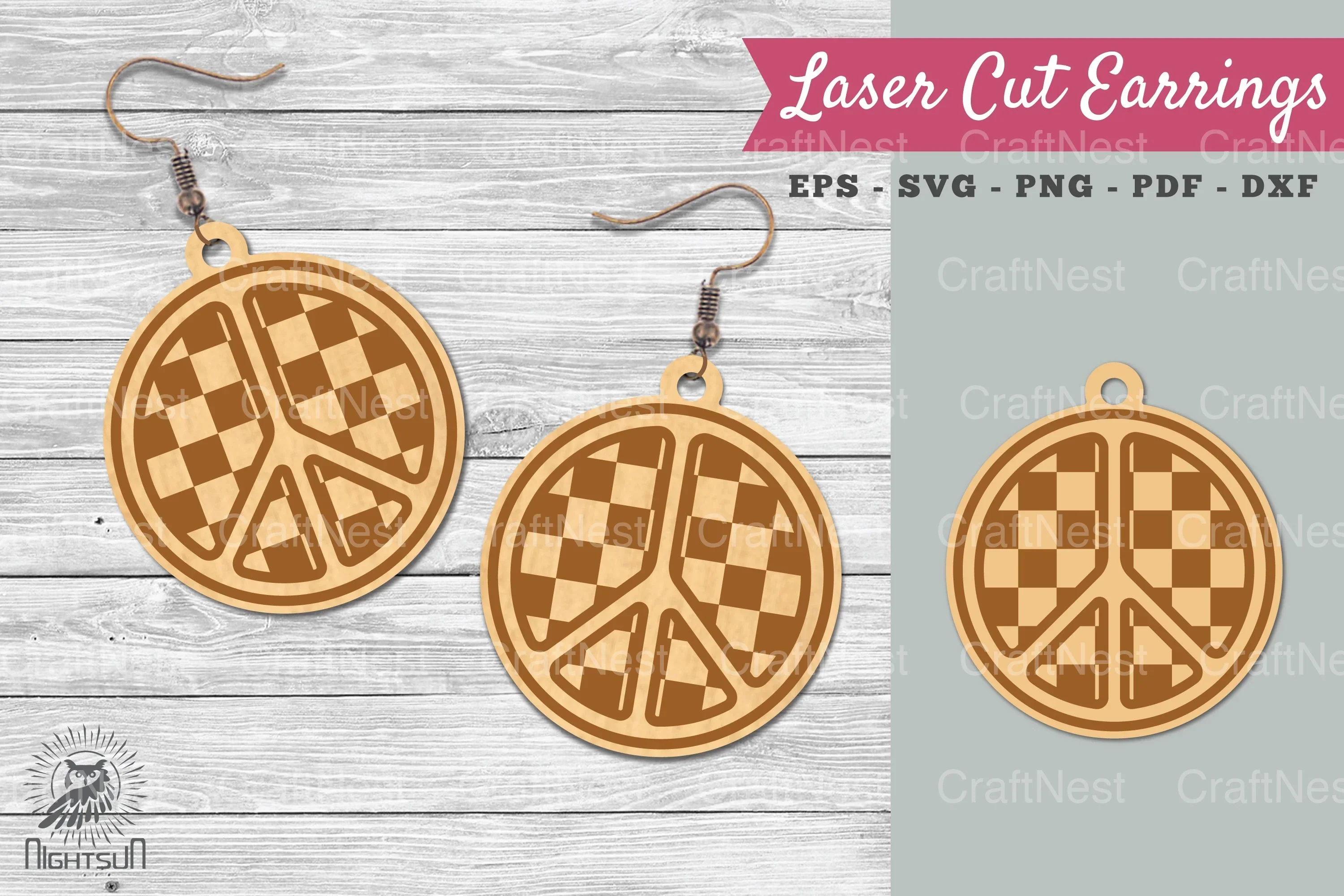 Peace Sign Laser Cut Earrings Clipart Bundle