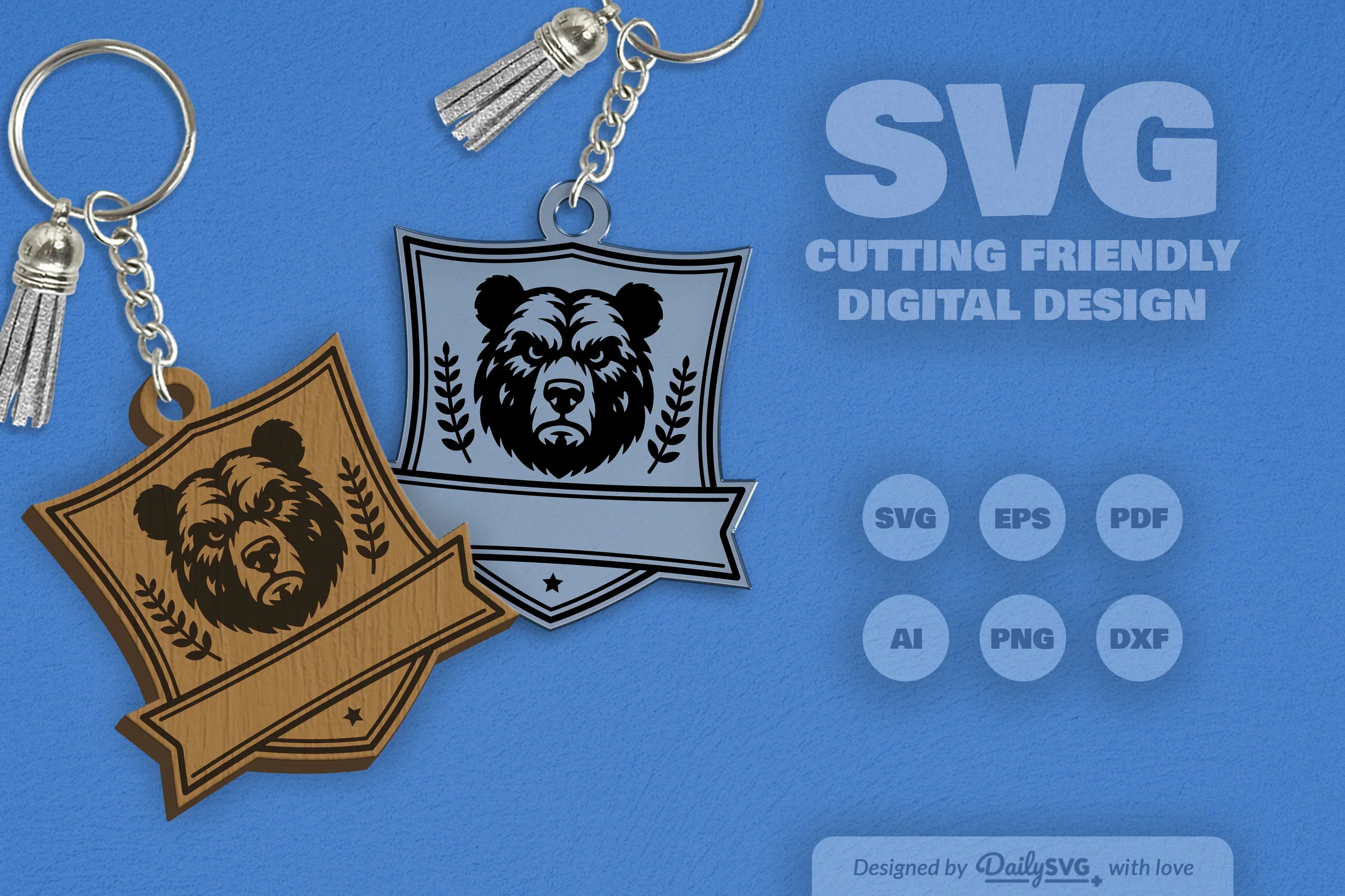 Personalized Wild Animal Keychain Laser Cut Clipart - Image 11