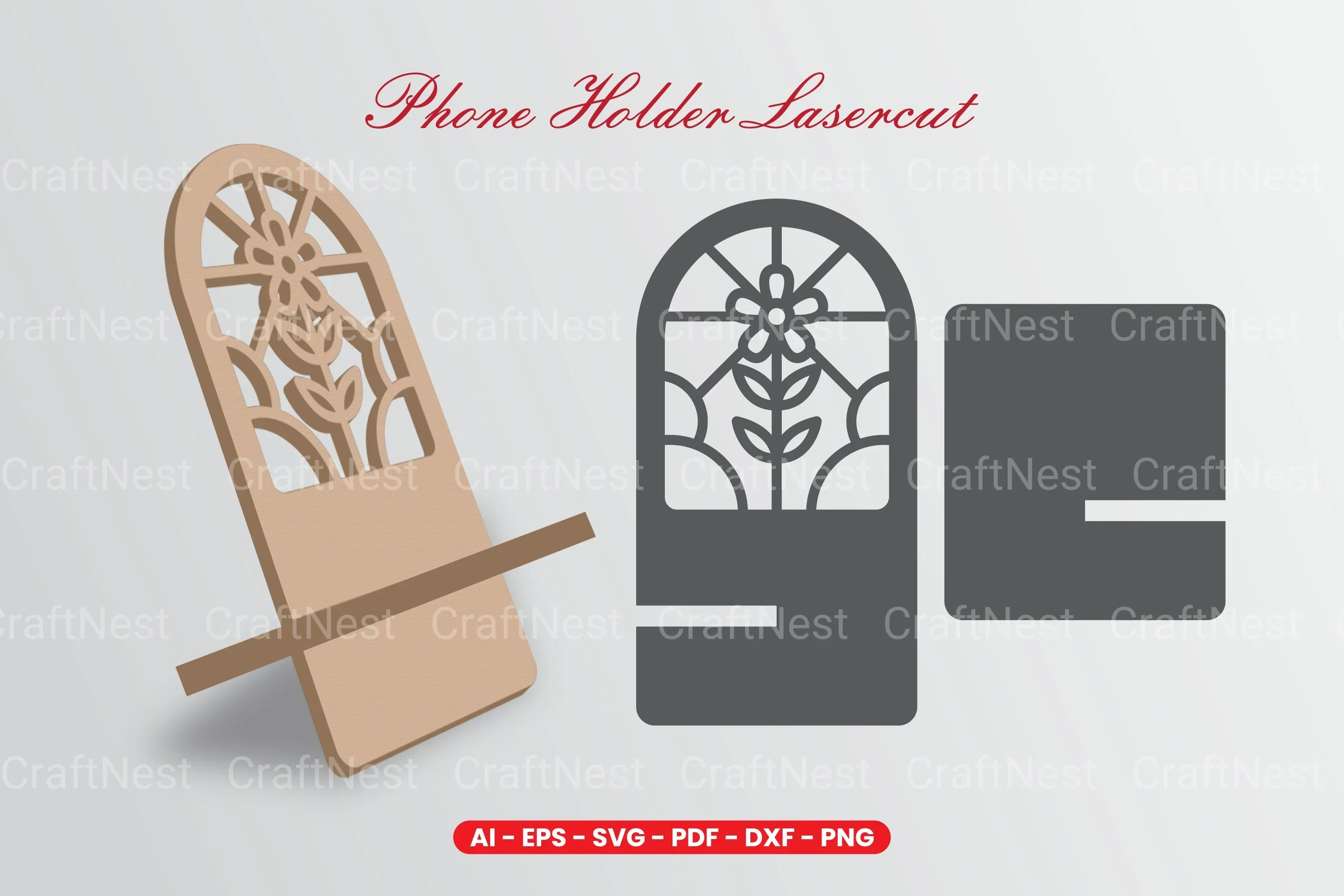 Phone Holder Lasercut SVG Bundle - Clipart Bundle