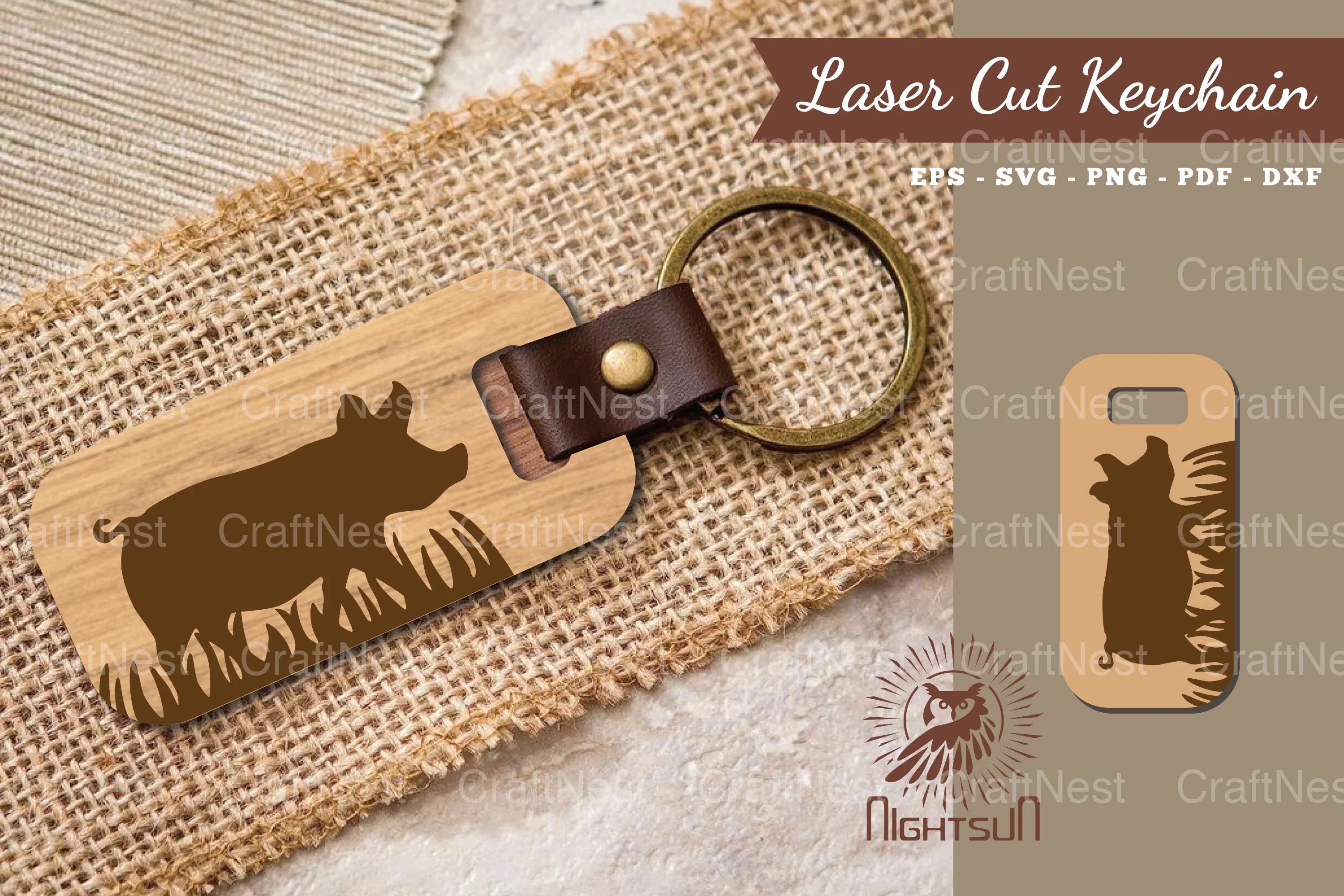 Pig Laser Cut Keychain Clipart Bundle