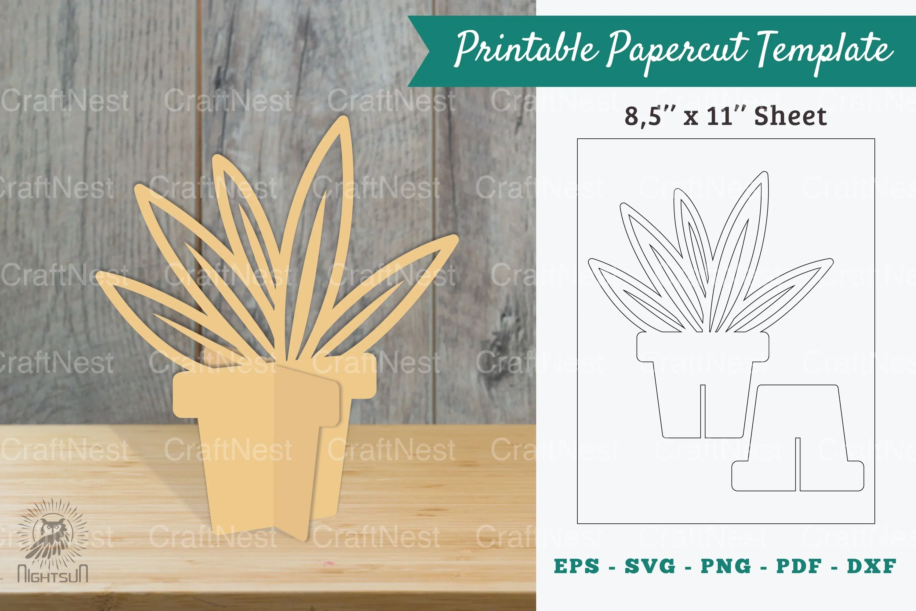 Plant Printable Cut Template Clipart Bundle