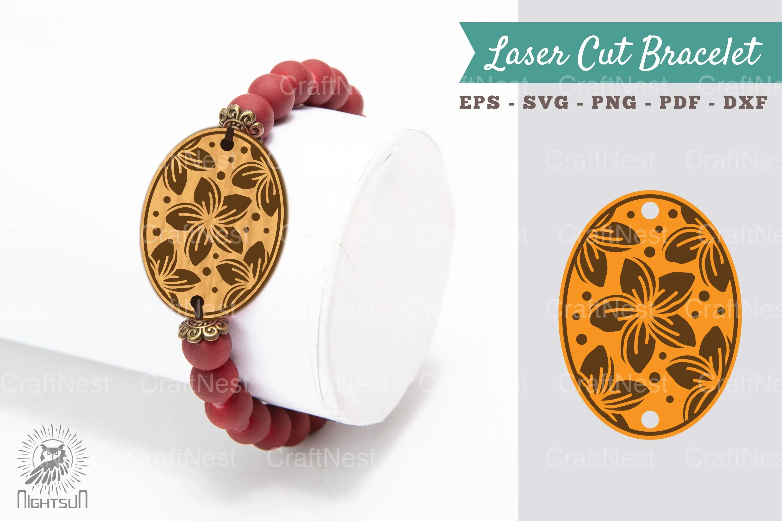 Plumeria Flower Laser Cut Bracelet Design Bundle