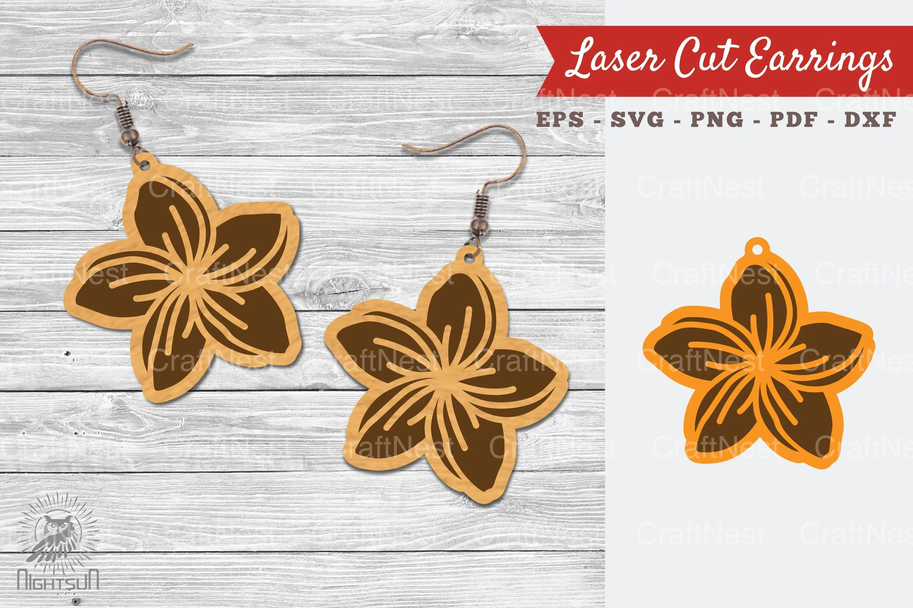 Plumeria Flower Laser Cut Earrings SVG Bundle