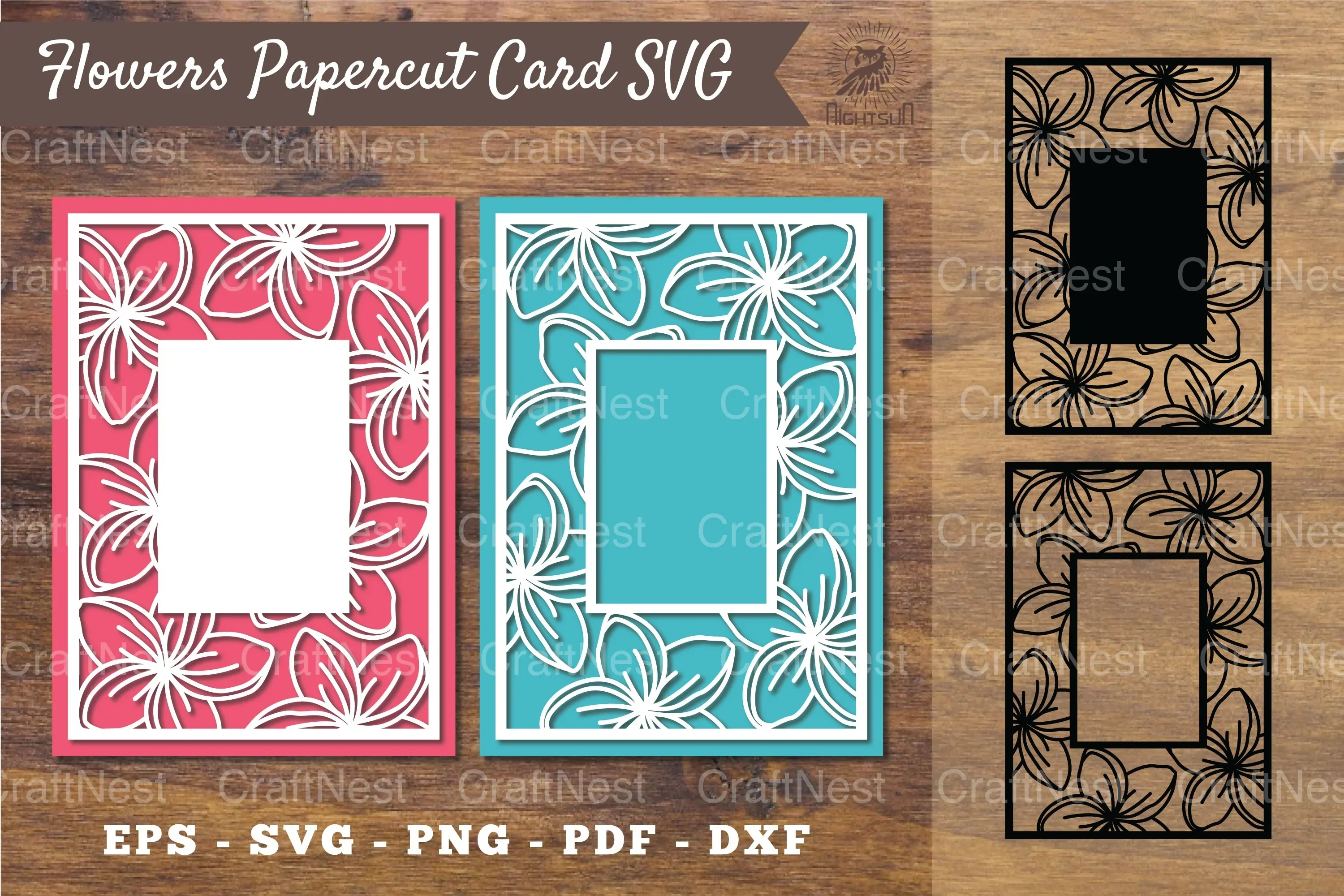 Plumeria Flower Papercut Card Design Bundle