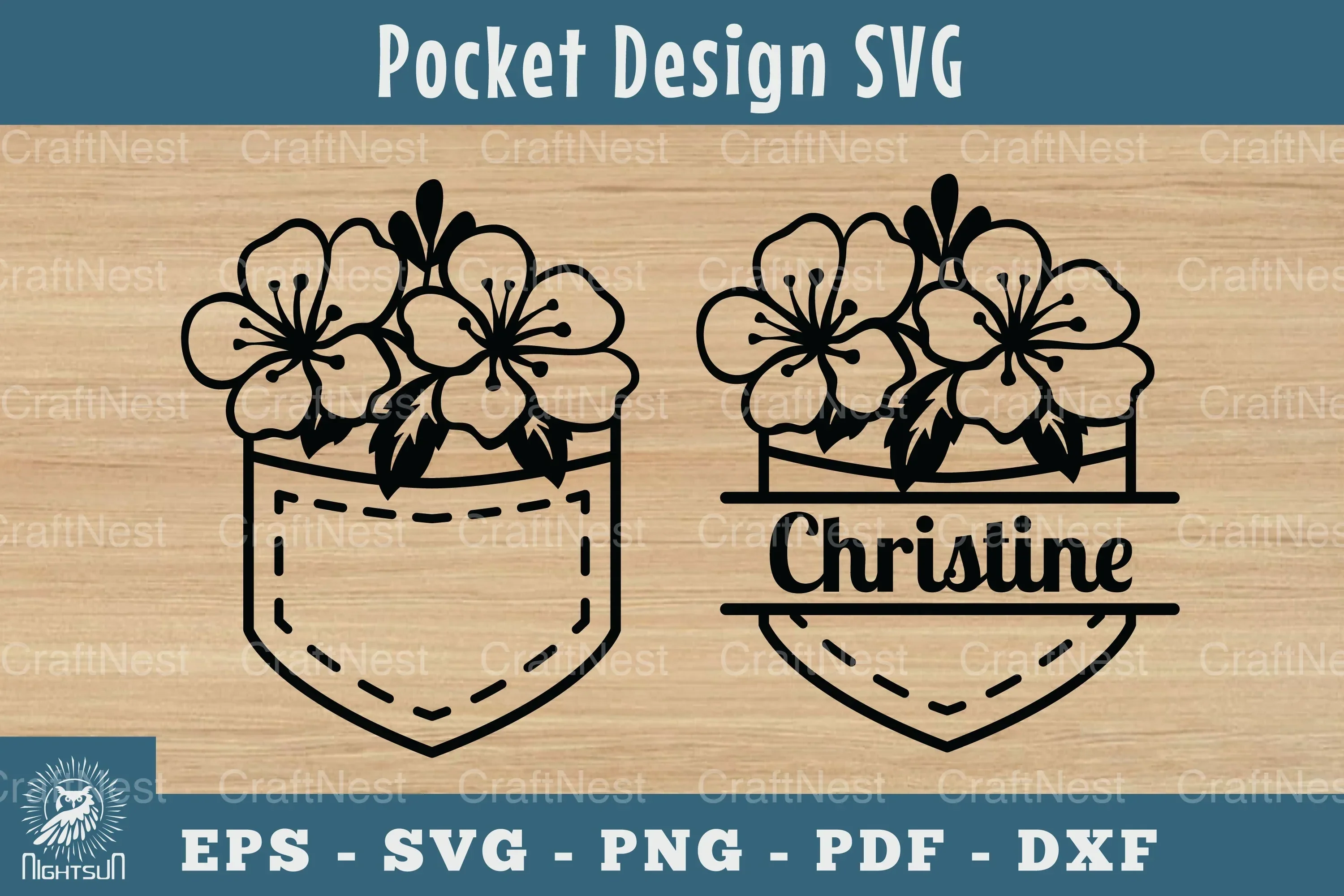 Pocket Flower Silhouette Clipart Bundle