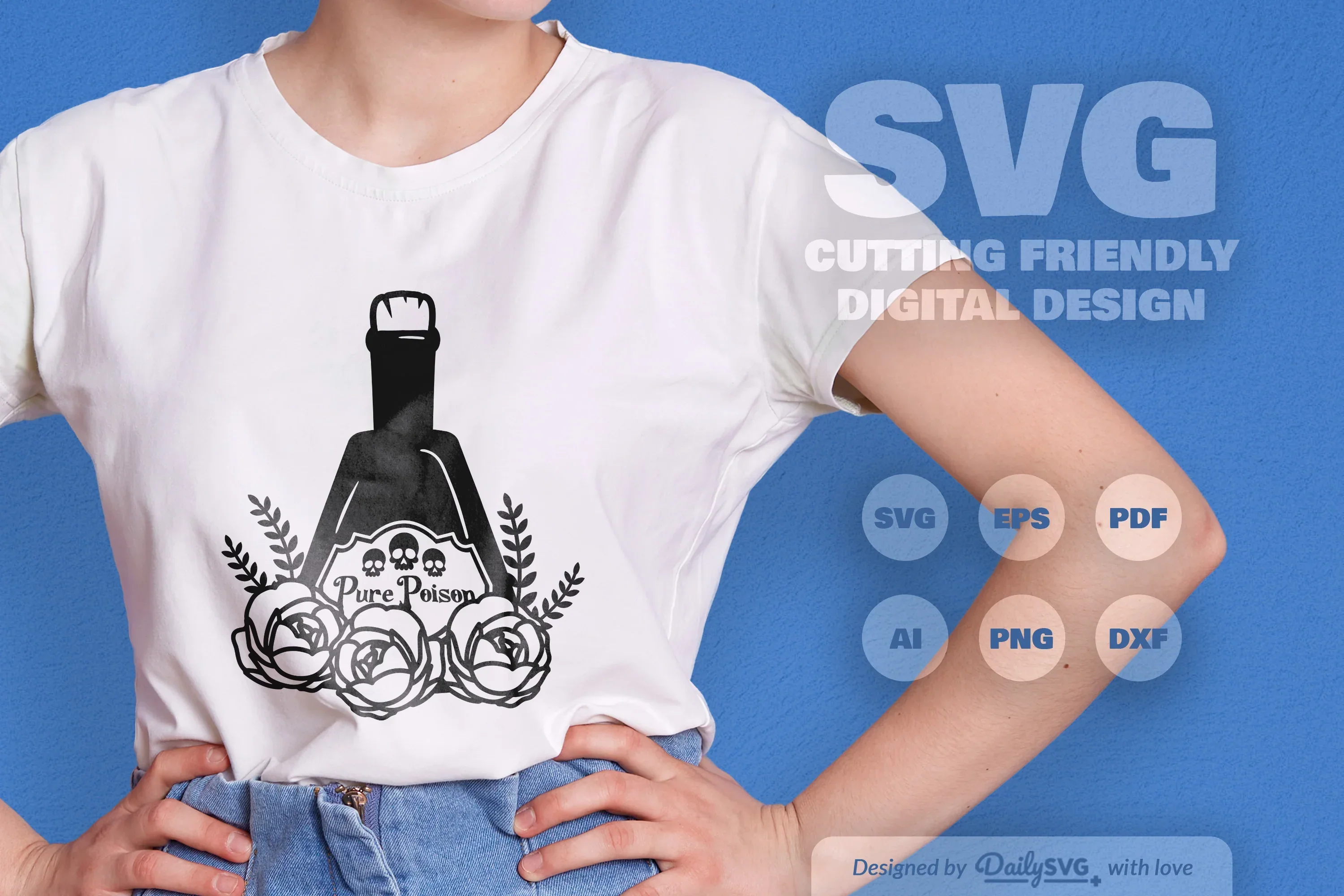 Poison Bottle with Roses Halloween Clipart - Image 2