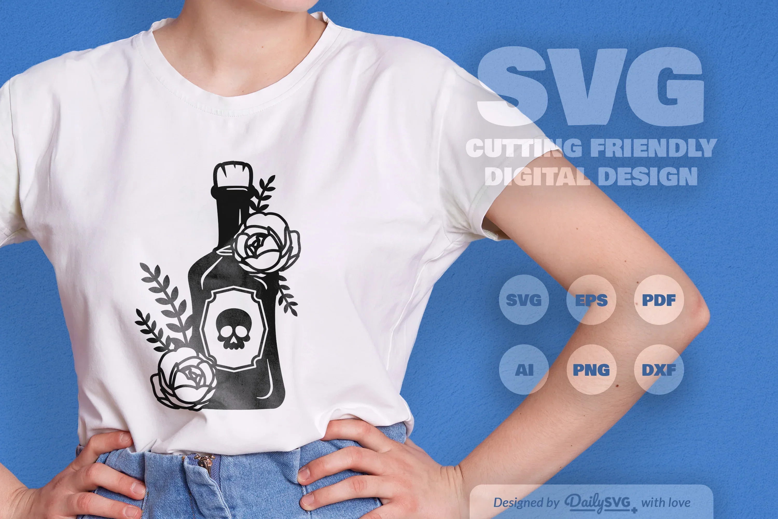 Poison Bottle with Roses Halloween Clipart - Image 3