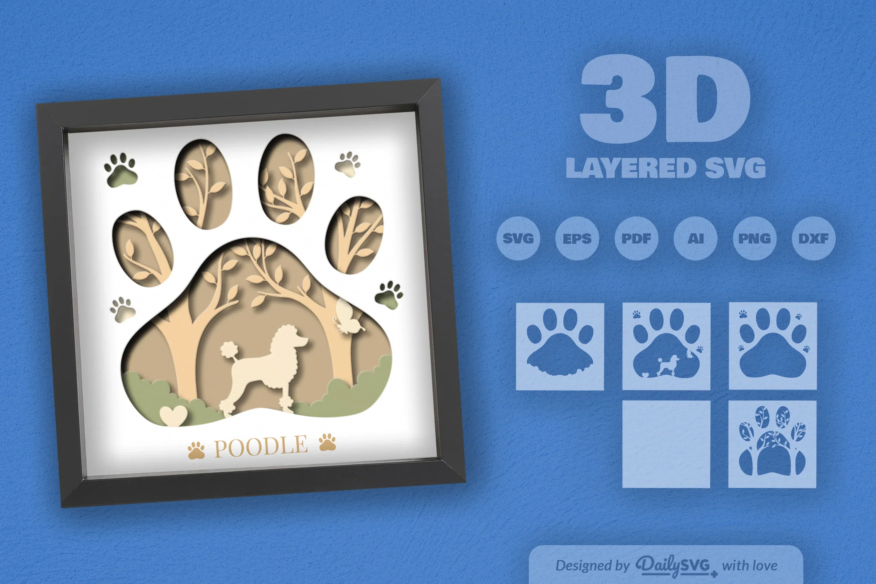 Poodle Papercut SVG Bundle - Image 2