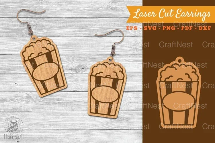 Popcorn Laser Cut Earrings Design Bundle