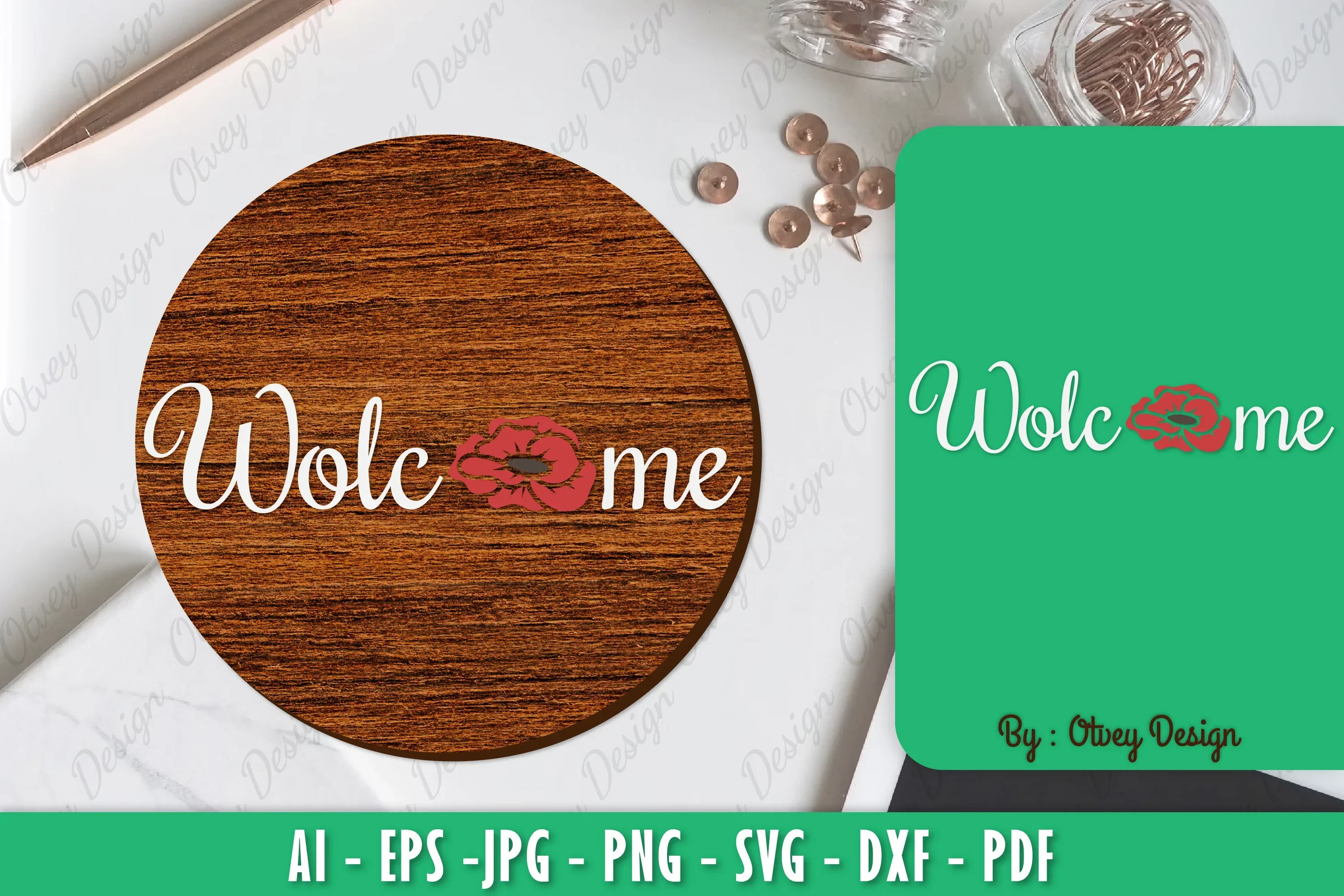 Poppy Flower Welcome Sign SVG Bundle