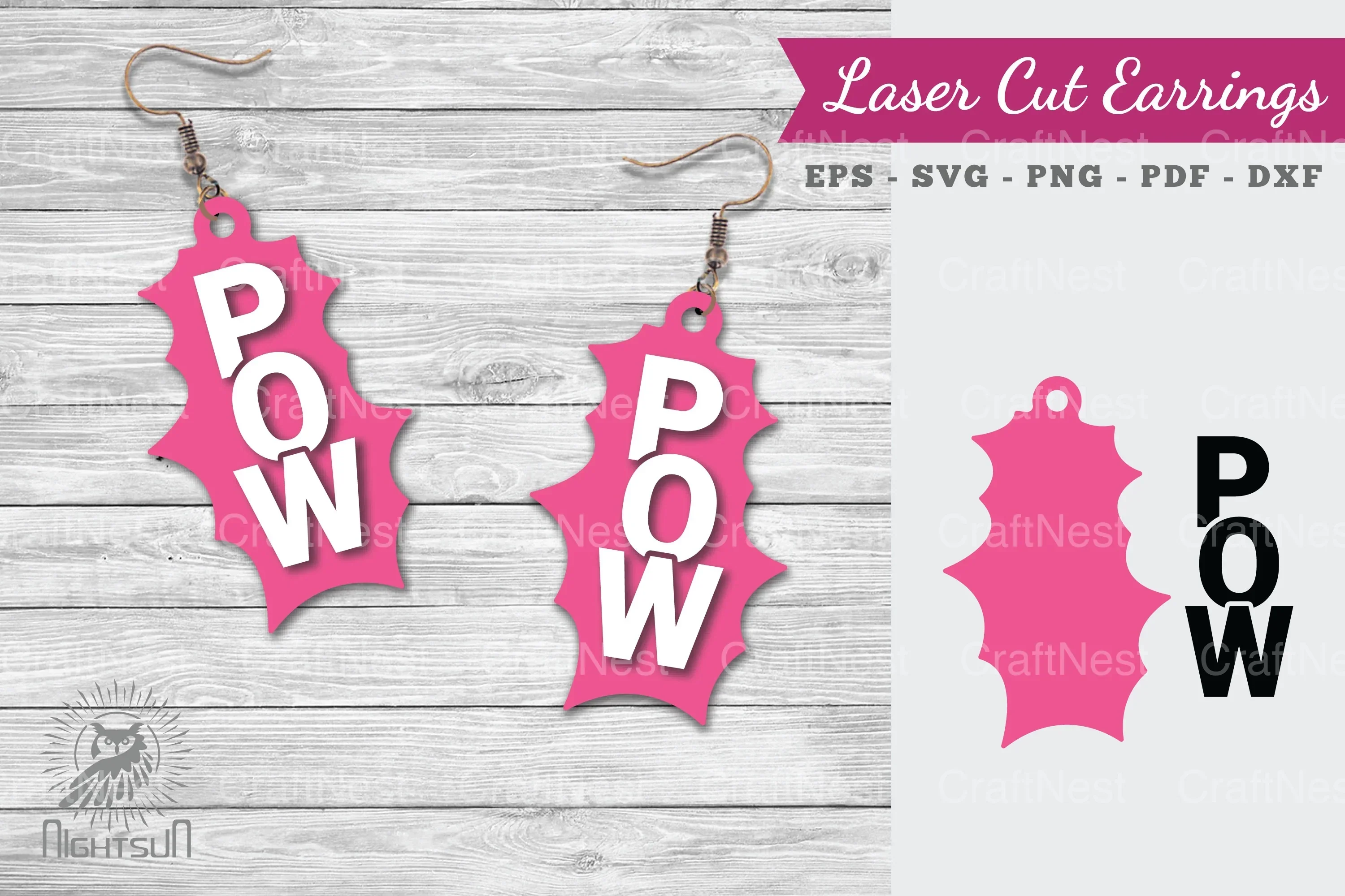 Pow Laser Cut Earrings Clipart Bundle