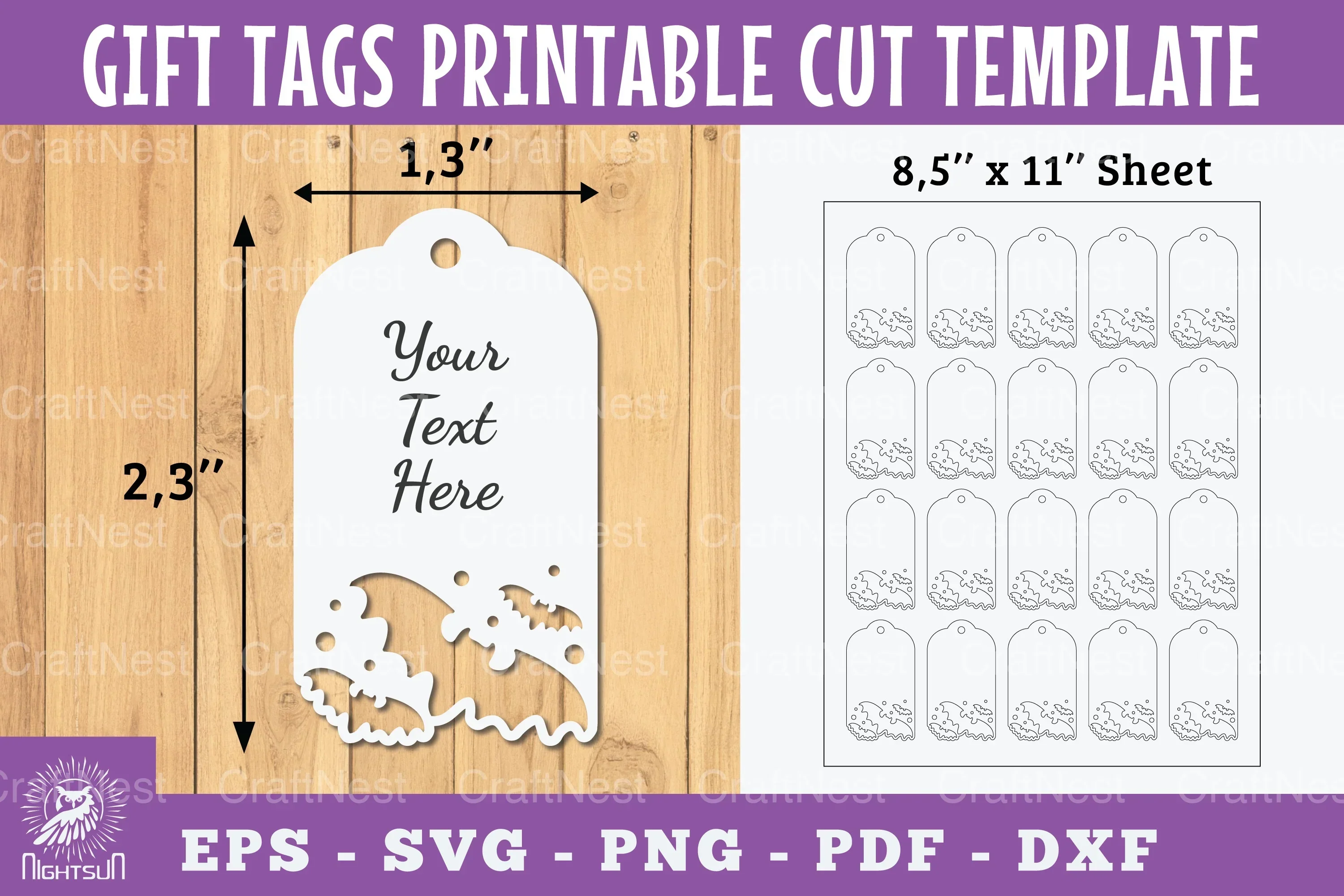 Printable Bat Gift Tags Clipart Bundle